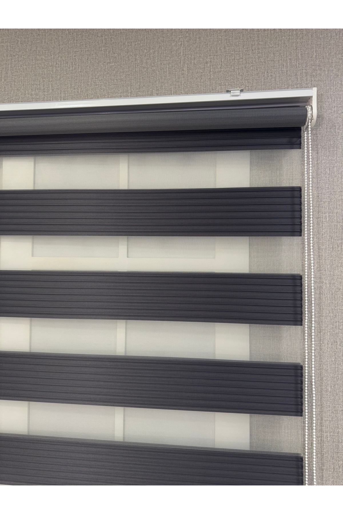 Donatti Zebra Roller Blind Wide Pleat Sunshade Curtain Anthracite Grey