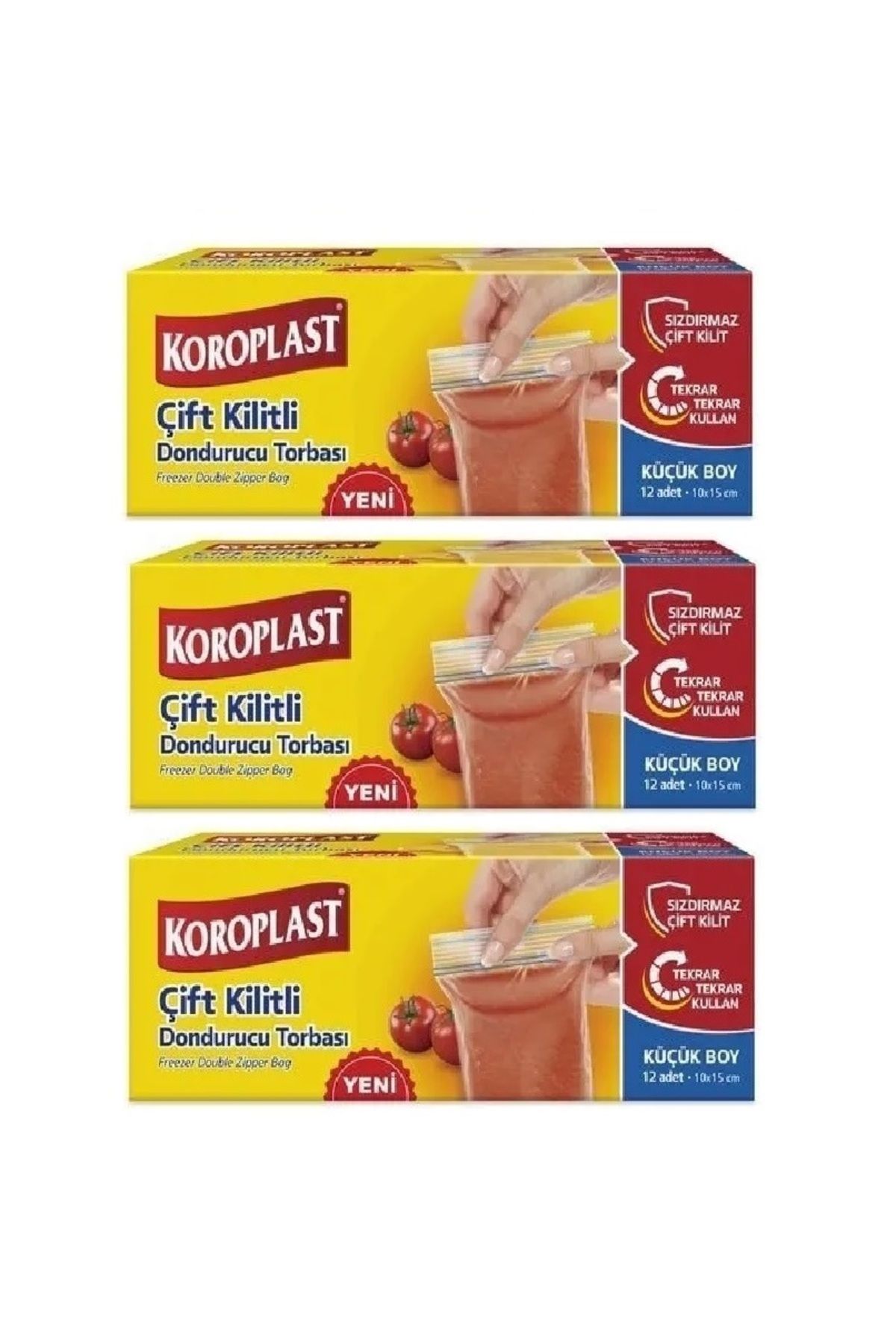 Koroplast Çift Kilitli Dondurucu Torbası Küçük Boy 10 X 15 Cm 12 Li x 3 Adet