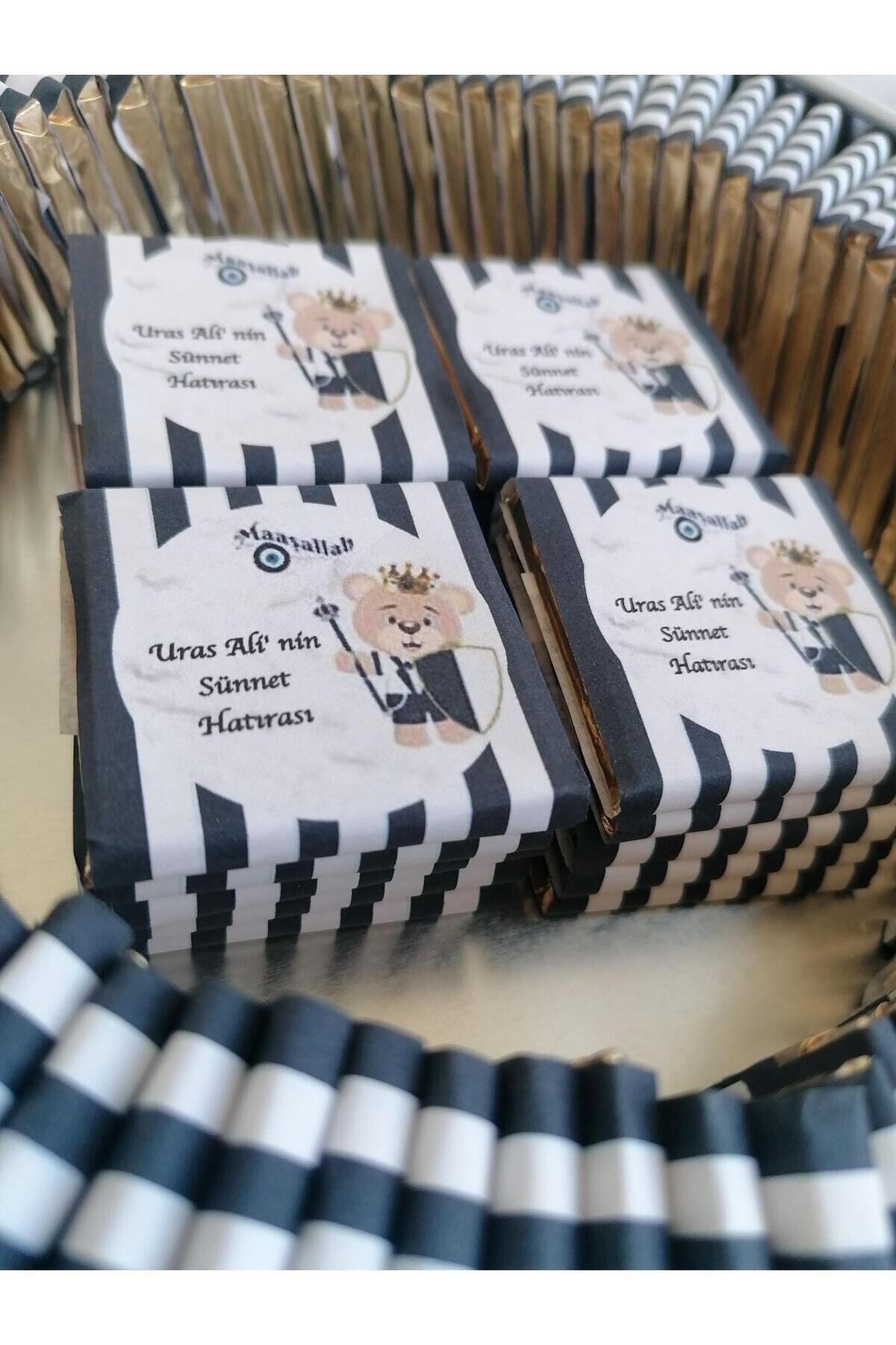 Genel Markalar 50 Adet Isme Özel Ayıcıklı Sünnet Hatırası Hediyelik Erkek Bebek Çikolatası fotoğrafı 7 (önizleme)