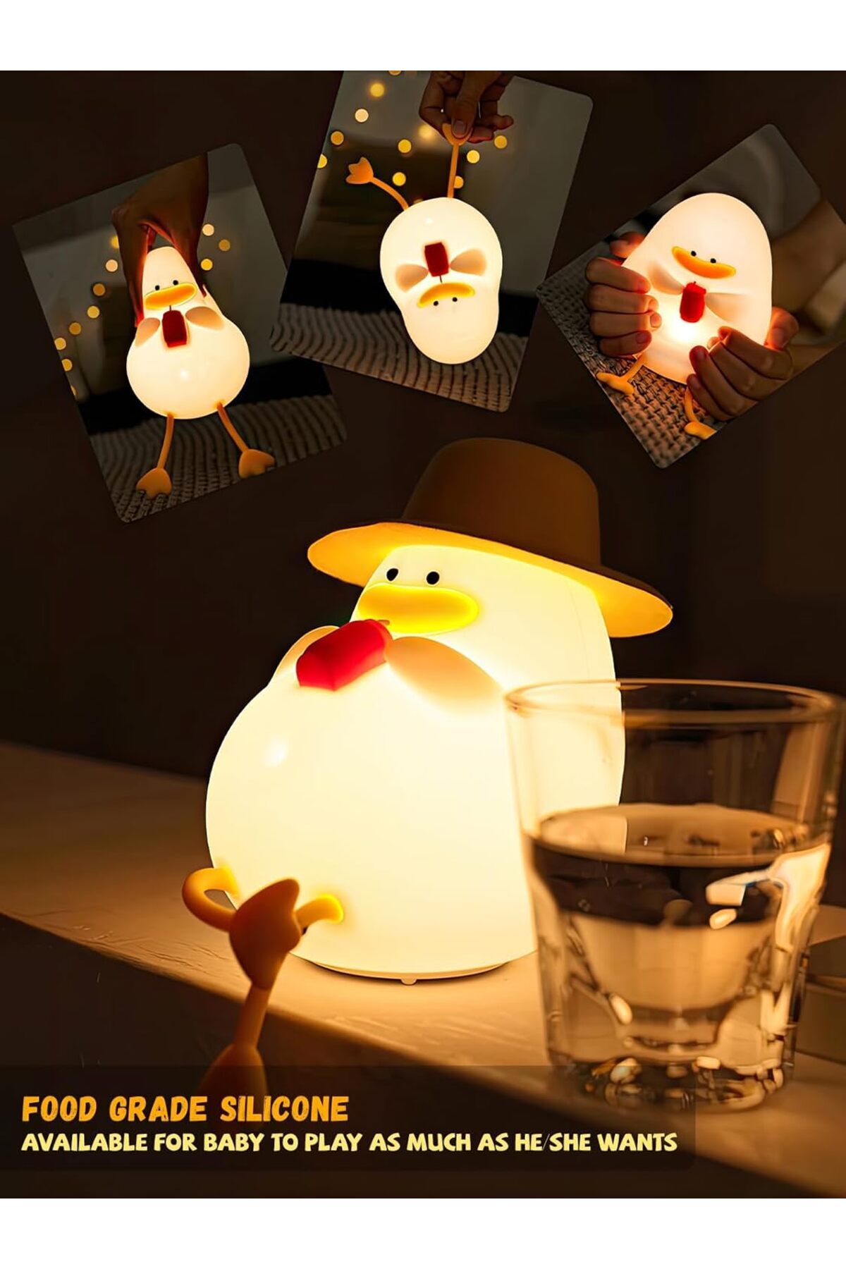 AYACO Çocuk Bebek Odası Gece Lambası LED Işıklı Sevimli Figürlü Dokunmatik Silikon Pet Şarjlı fotoğrafı 6 (önizleme)