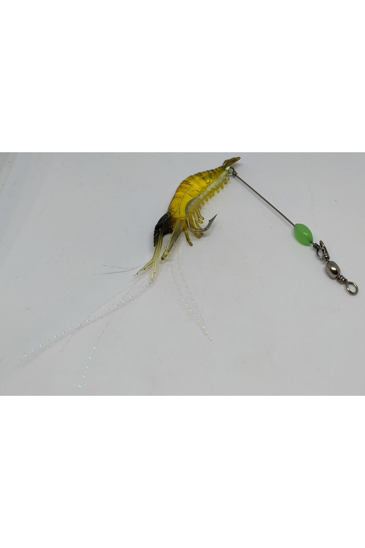 SAZAN RİG Karides Shrimp Sahte Silikon Balık Yemi Fosforlu Kancalı 7.5 Cm