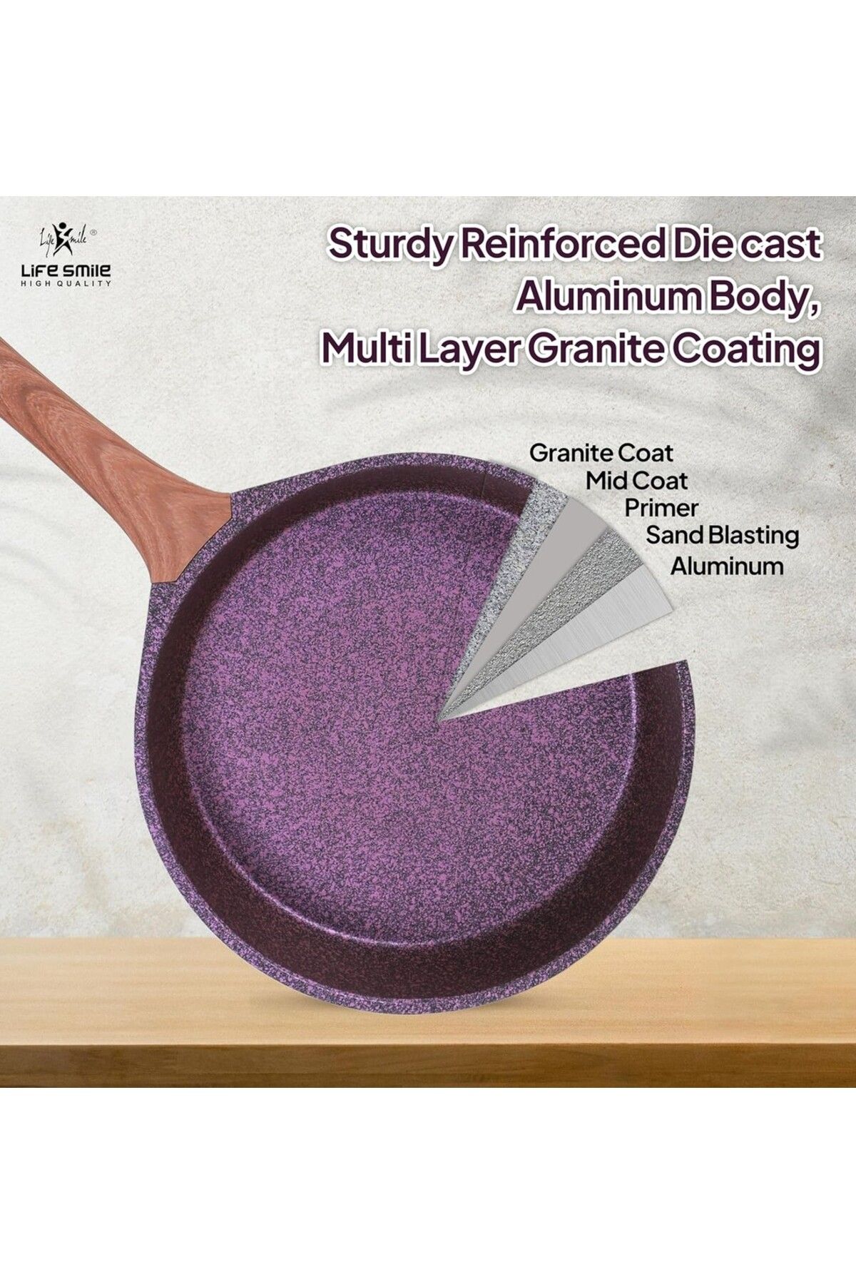 Lifesmile-Granite Frying Pan Set - Pressed Casting with Multilayer and Non-Stick Coating 5