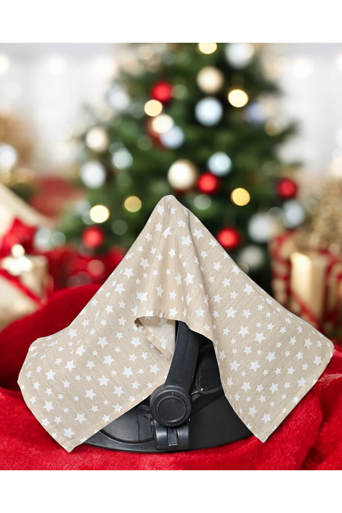 BeybiNest Balenli Emzirme Örtüsü Fonsiyonel Ürün Puset Örtüsü  Açık Kahve Emzirme Önlüğü fotoğrafı 3 (önizleme)