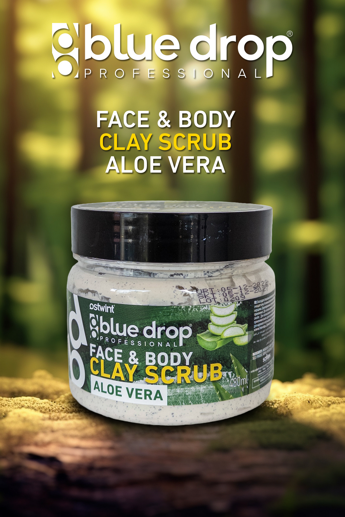 BLUE DROP-Clay Face - Body Peeling Scrub, Cleansing Smoothing Circulation Accelerator, Aloe Vera 480ml 3