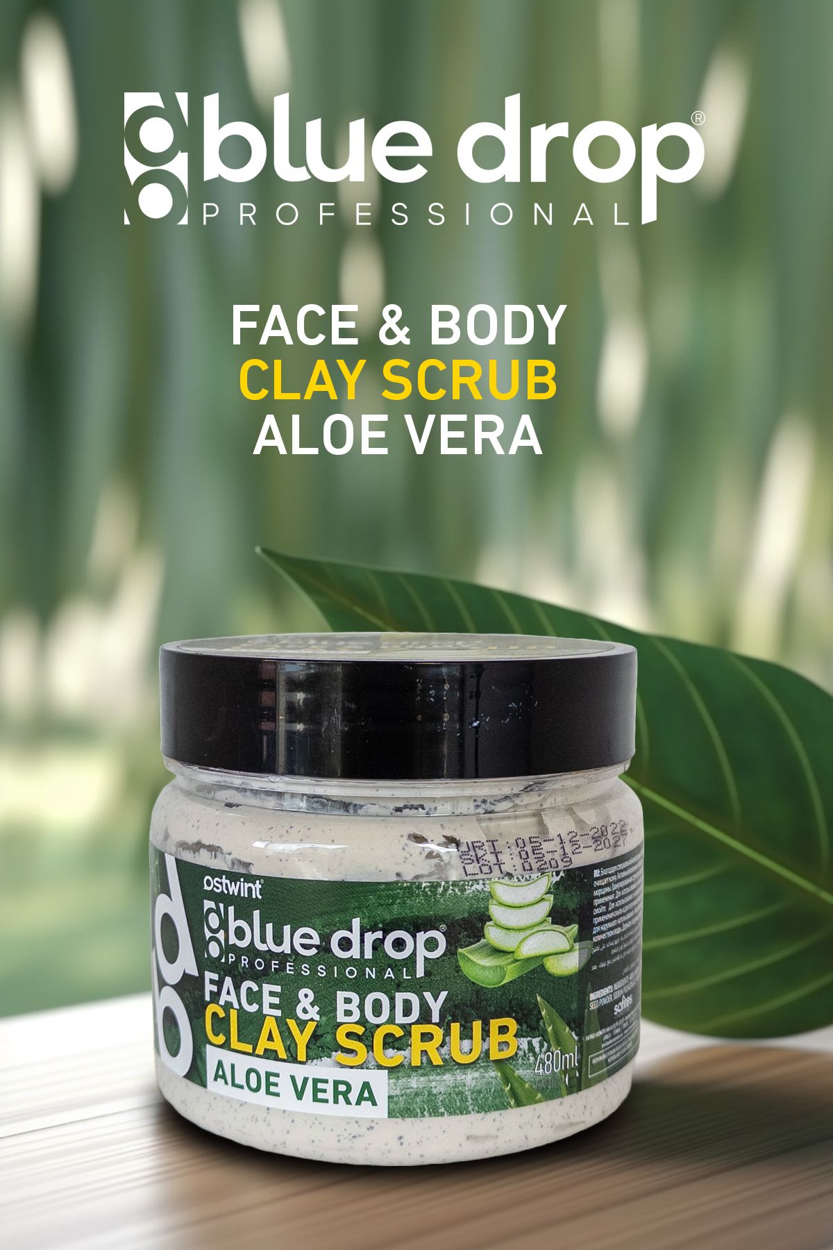BLUE DROP-Clay Face - Body Peeling Scrub, Cleansing Smoothing Circulation Accelerator, Aloe Vera 480ml 2