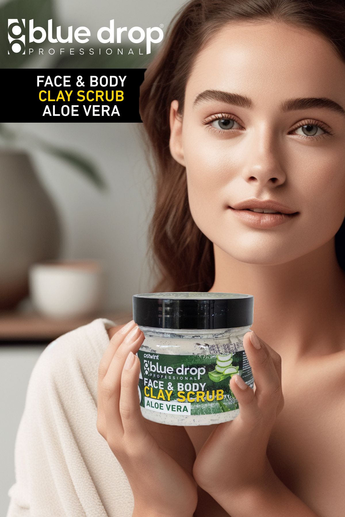 BLUE DROP-Clay Face - Body Peeling Scrub, Cleansing Smoothing Circulation Accelerator, Aloe Vera 480ml 4