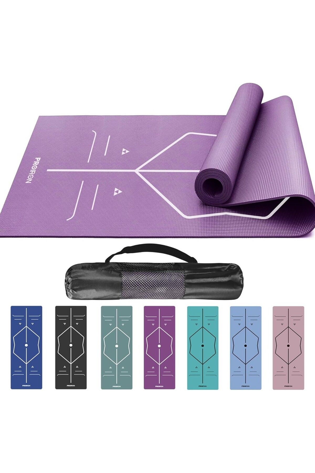 PROIRON Alignment System Pilates & Yoga Matı, Taşıma Çantası ile 1730 x 610 x 4mm