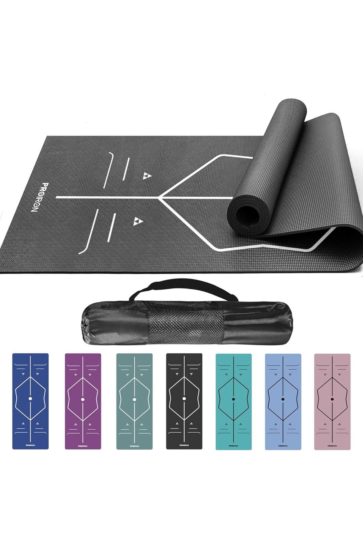 PROIRON Alignment System Pilates & Yoga Matı, Taşıma Çantası ile 1730 x 610 x 4mm