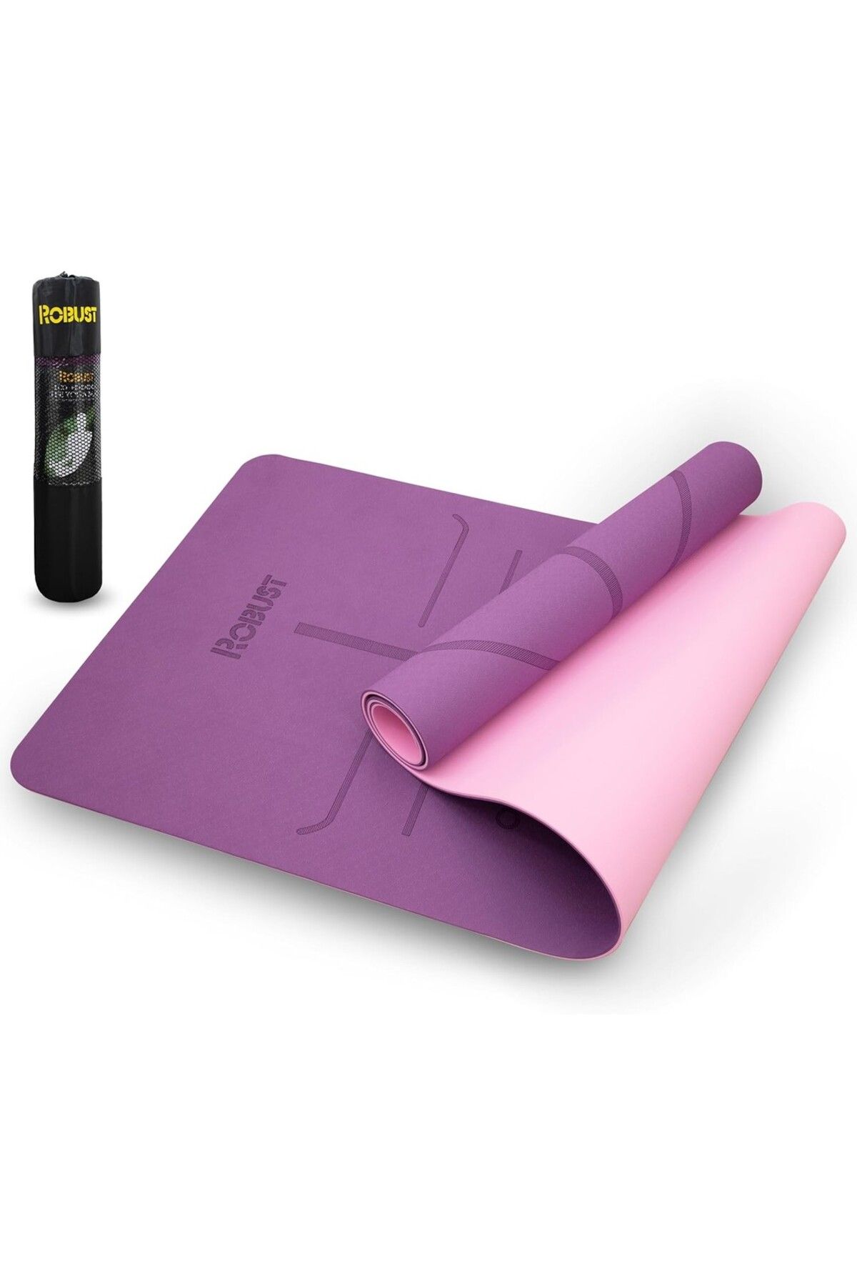 ROBUST TPE Yoga Matı Çift Katmanlı Anti-Kaymaz, Ekolojik ve SGS Sertifikalı, Taşıma Bandı ile (183x61 cm)