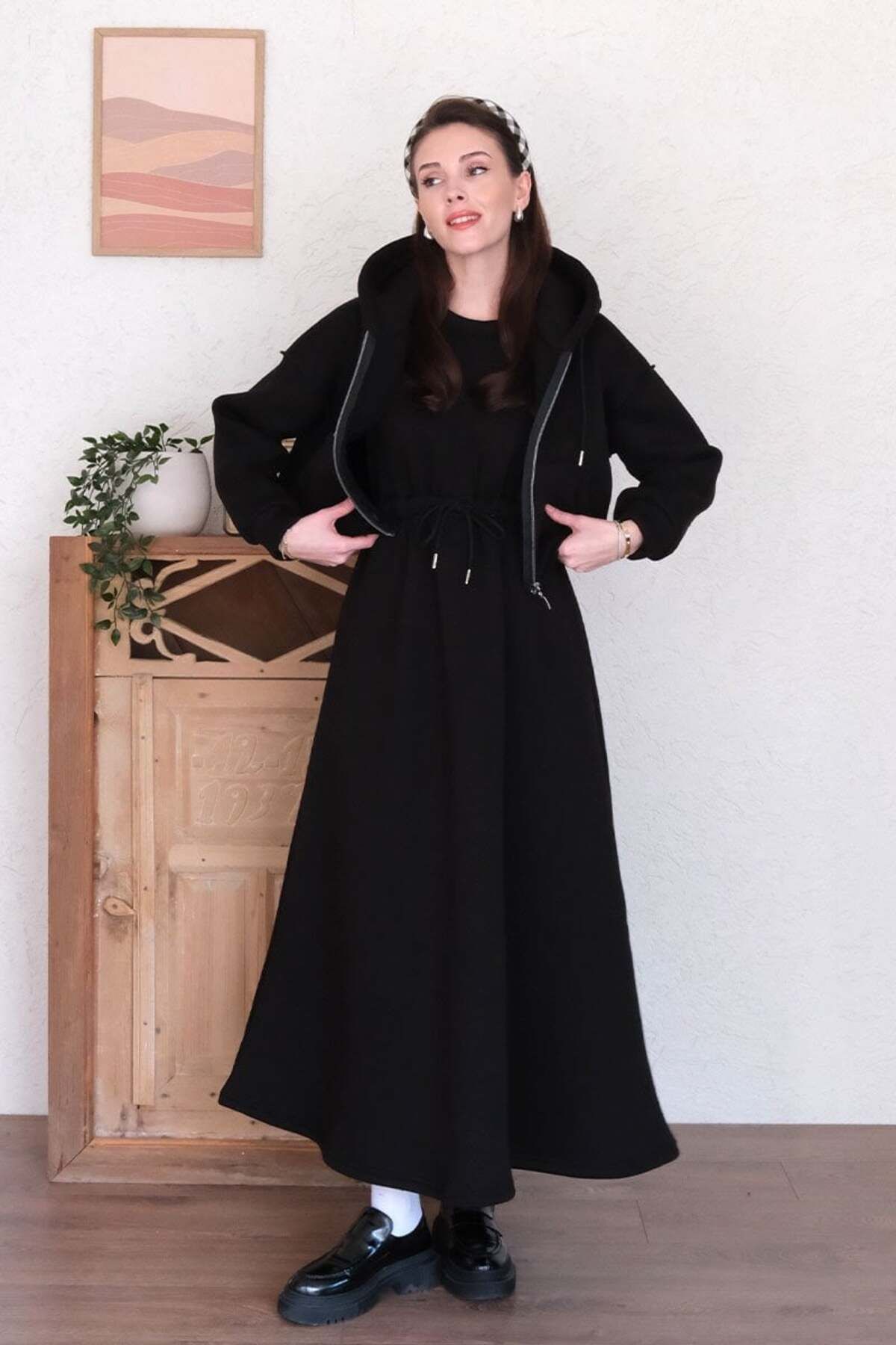 Ceylan Otantik-Black 3 Yarn Dress & Cardigan Set 2