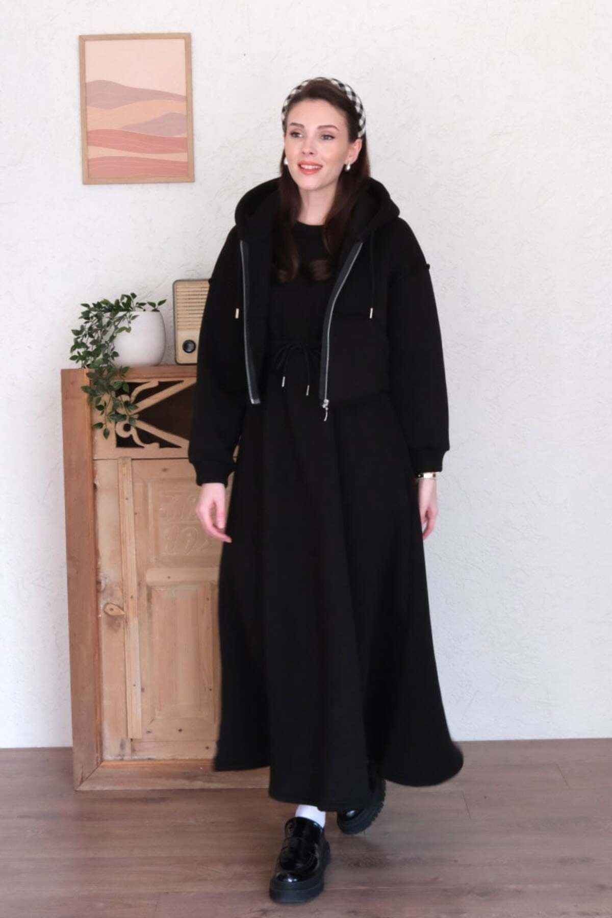 Ceylan Otantik-Black 3 Yarn Dress & Cardigan Set 3