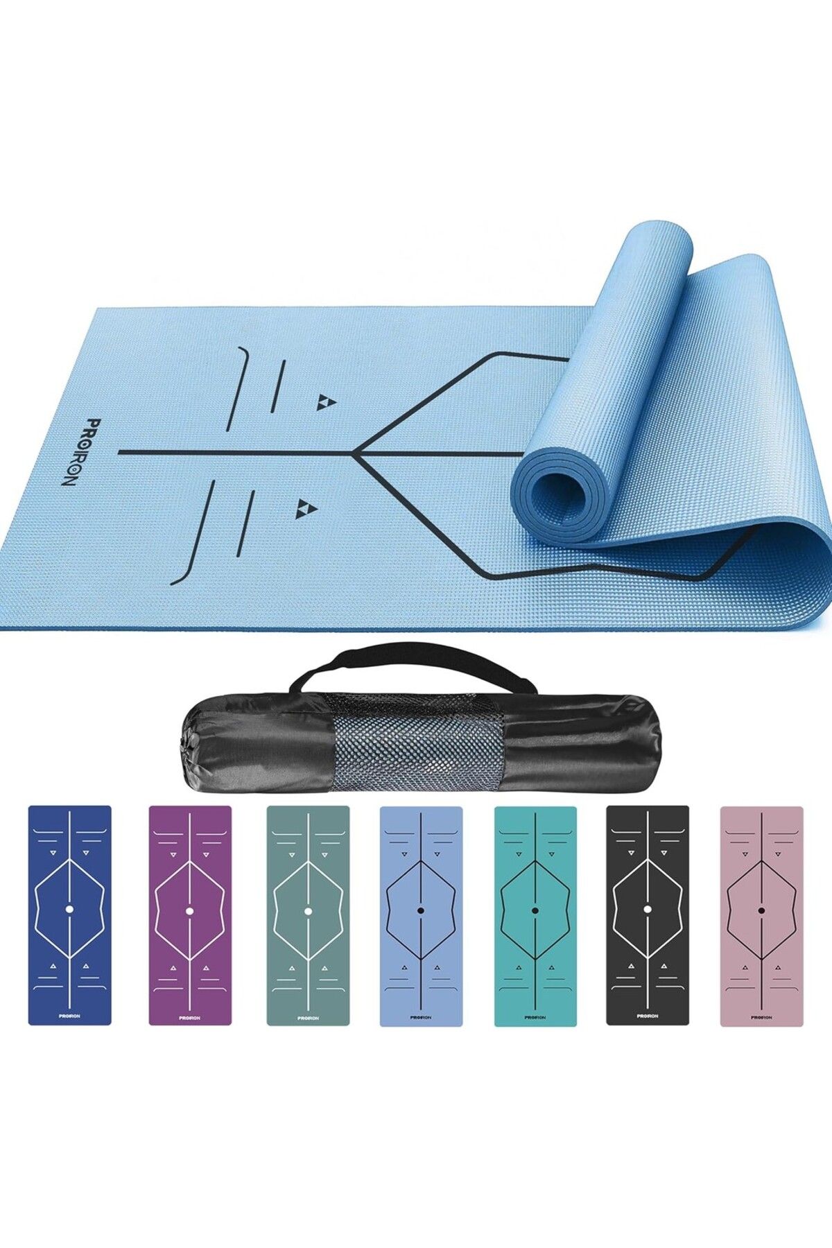 PROIRON Alignment System Pilates & Yoga Matı, Taşıma Çantası ile 1730 x 610 x 4mm