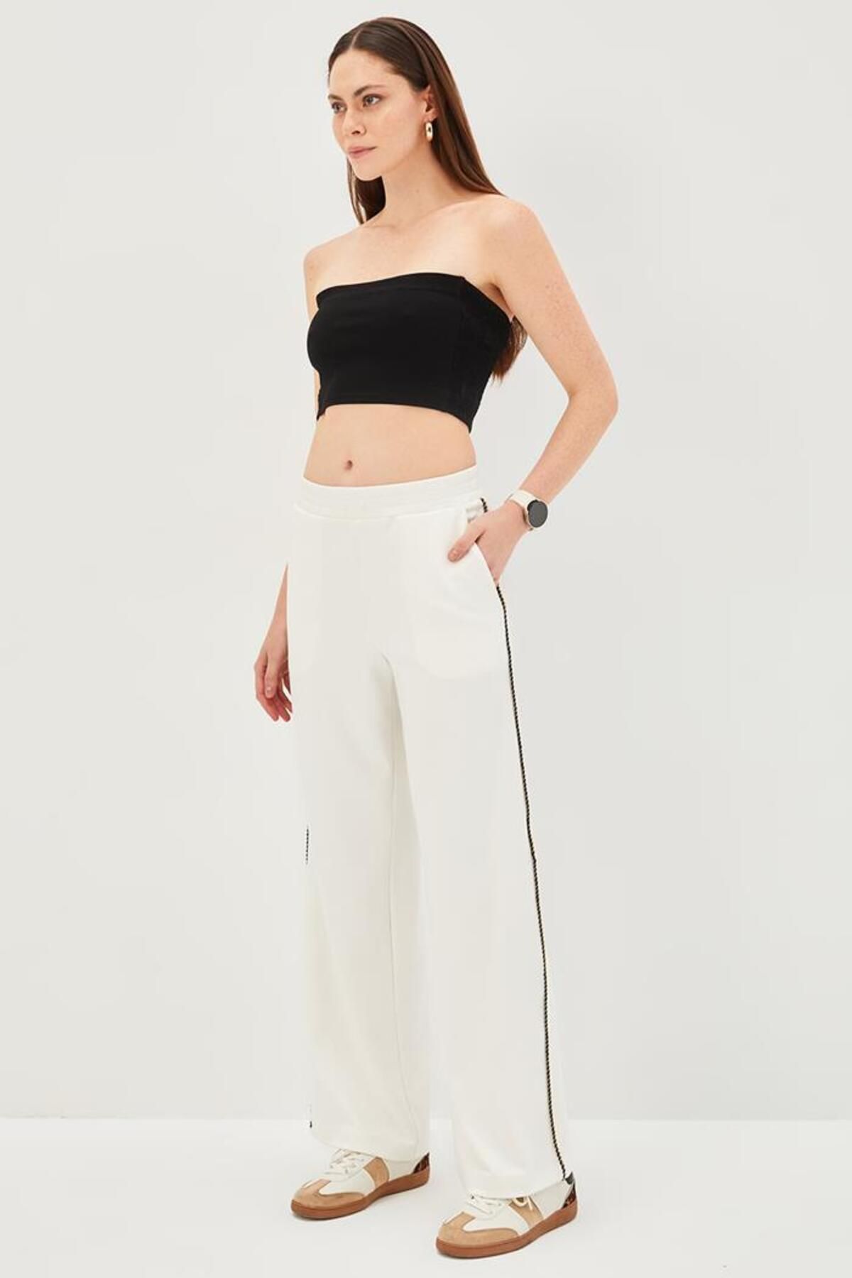 Allyco-Pantaloni tricotați obișnuiți cu dungi laterale 6