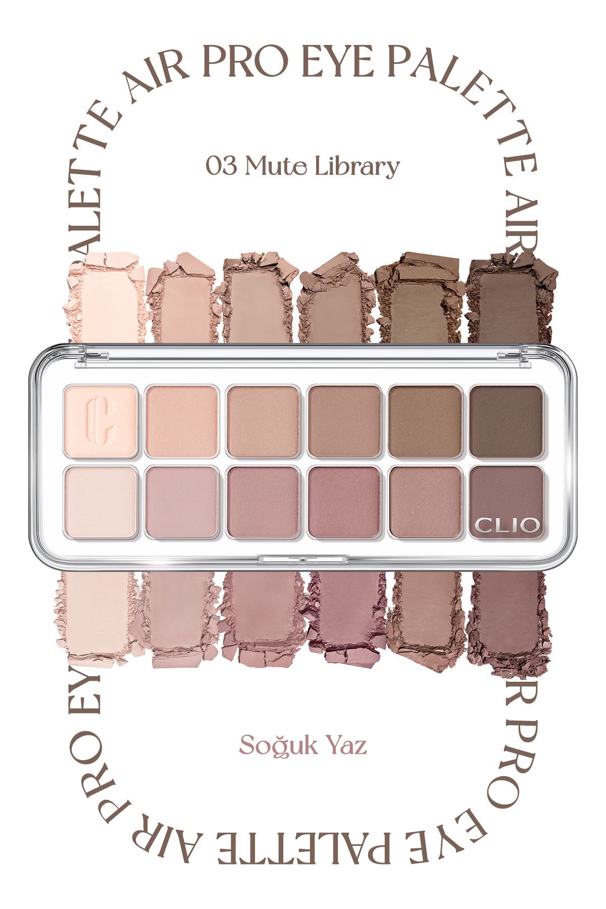 كليو-Clio Pro Eye Palette Air - لوحة ظلال عيون ذات ملمس خفيف وألوان كثيفة (03 Mute Library) 2