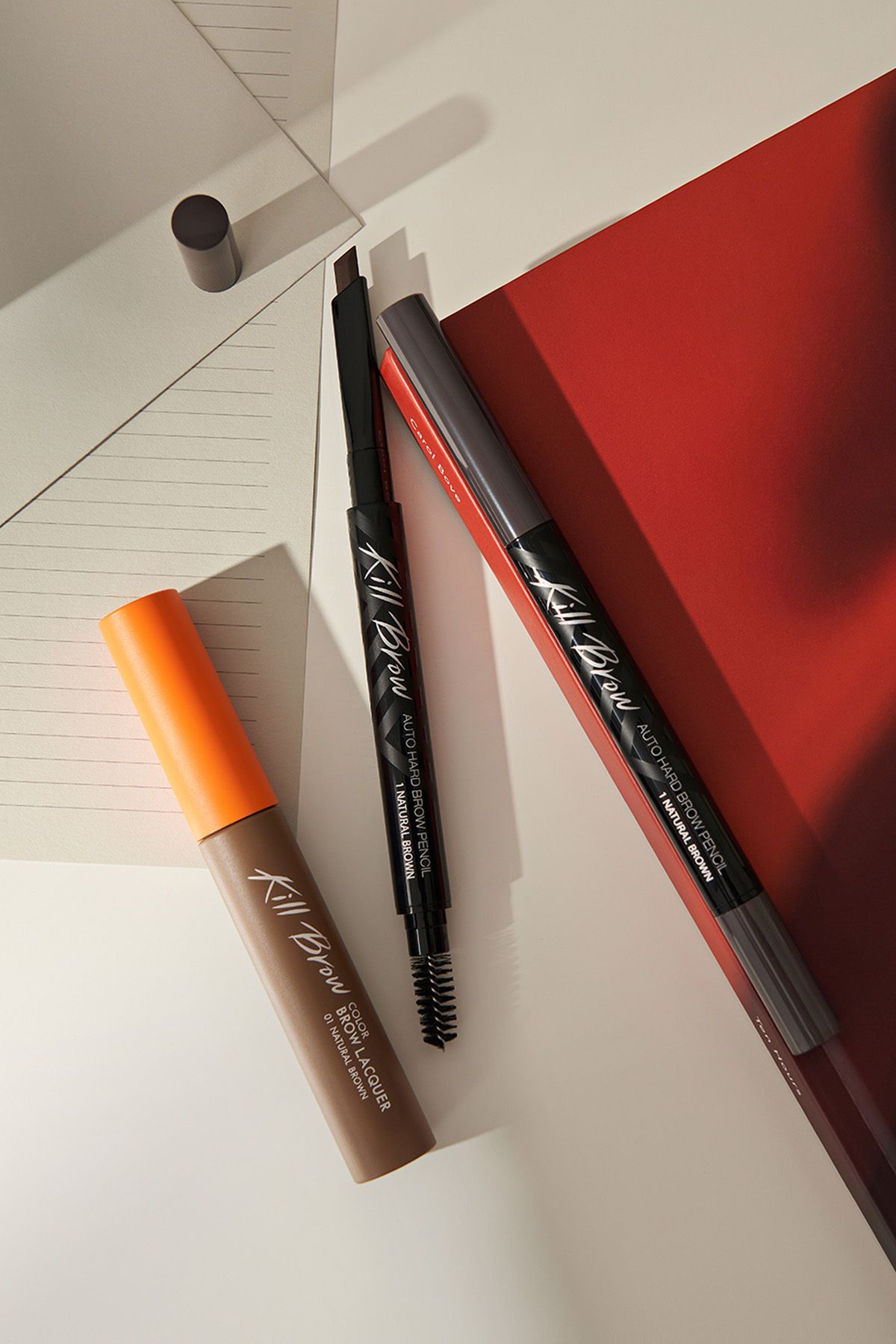 CLIO-Intense Pigmented, Triangular Brush Tip Eyebrow Mascara Clio Kill Brow Color Brow Lacquer (01 Natural Brown) 6