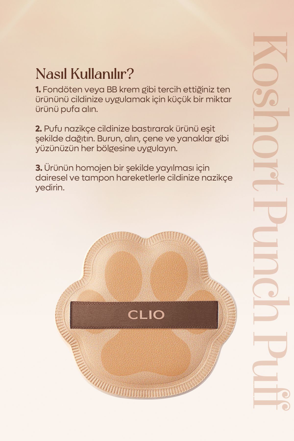CLIO-Makeup Puff Clio Koshort Punch Puff Offering Easy Application with Curved Shape (Koshort in Seoul) 4