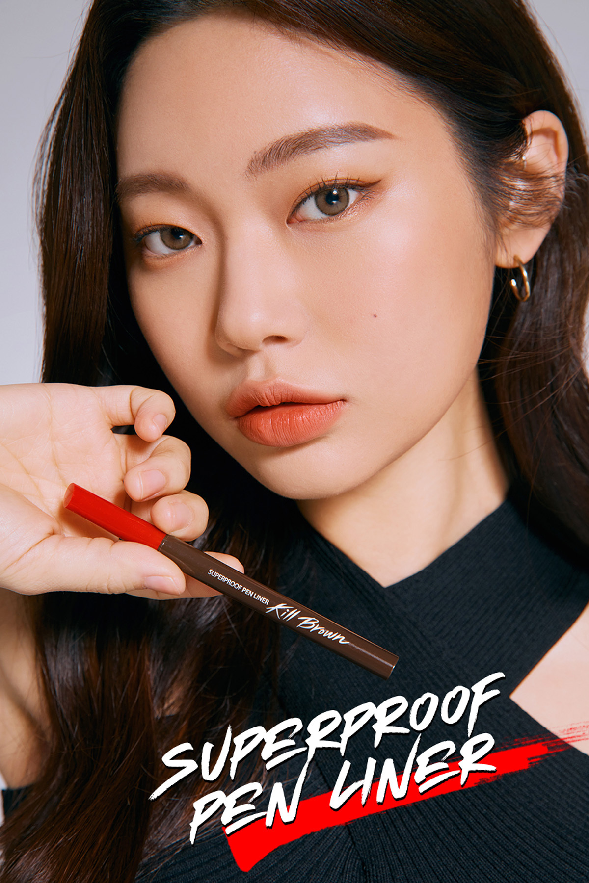 Sünger Uçlu, Suya Dayanıklı Kalem Eyeliner CLIO Superproof Pen Liner Kill Brown (03 Cacao Brown) — قهوه‌ای 6824 — تصویر 6 از 6