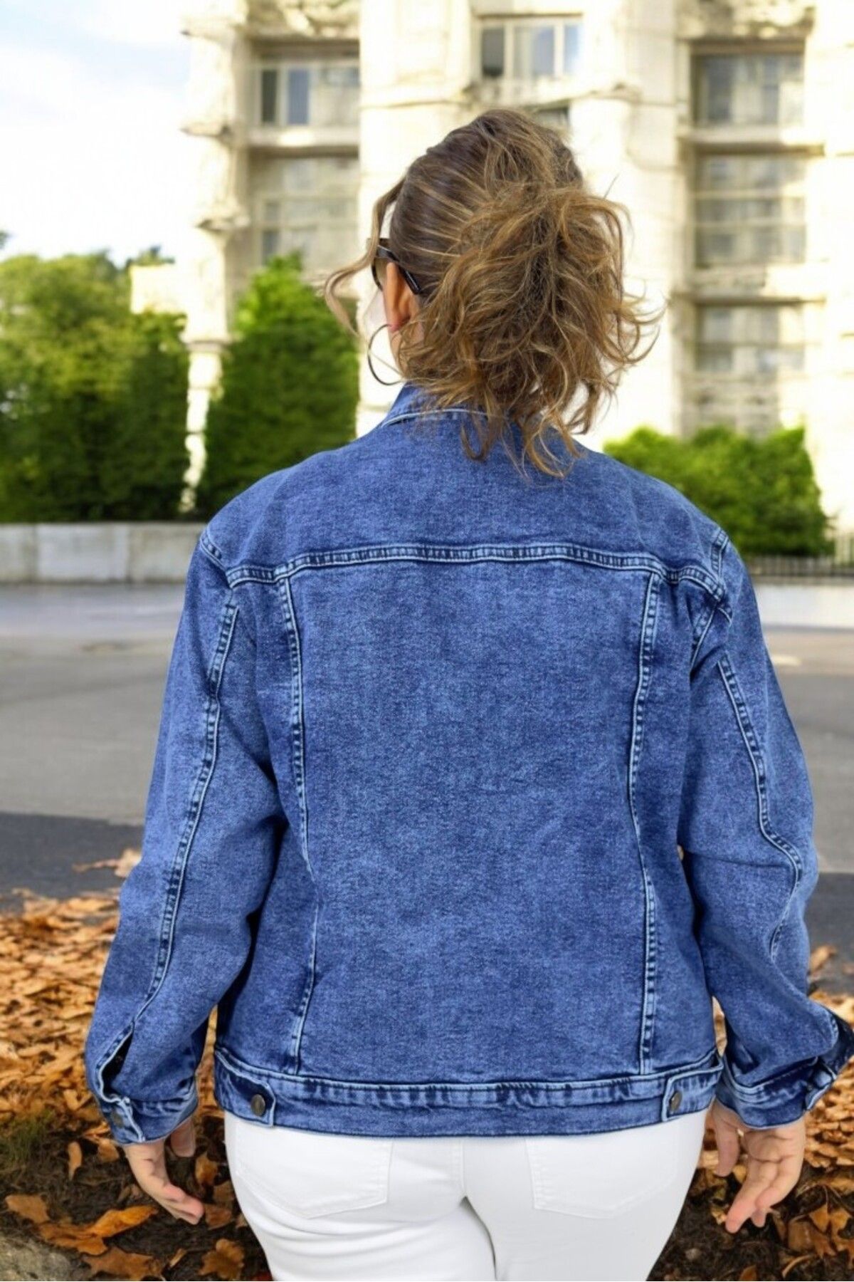 yagmurberen-Removable Combed Hood with Stone Ornament with Pocket Large Size with Soft Fabric Jeans Jacket 7