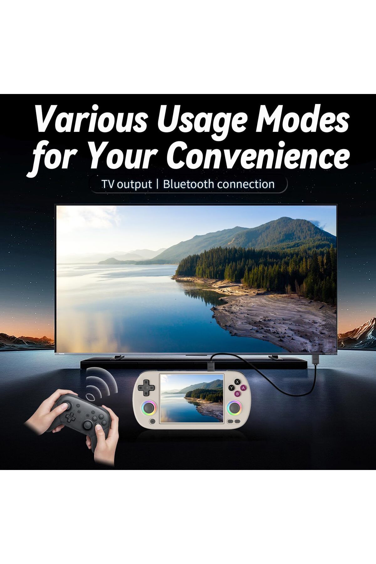 ANBERNIC-RG40XX H Retro Handheld Game Console, 4.0 Inch IPS Screen Built-in 64G TF Card 5488 Games 4