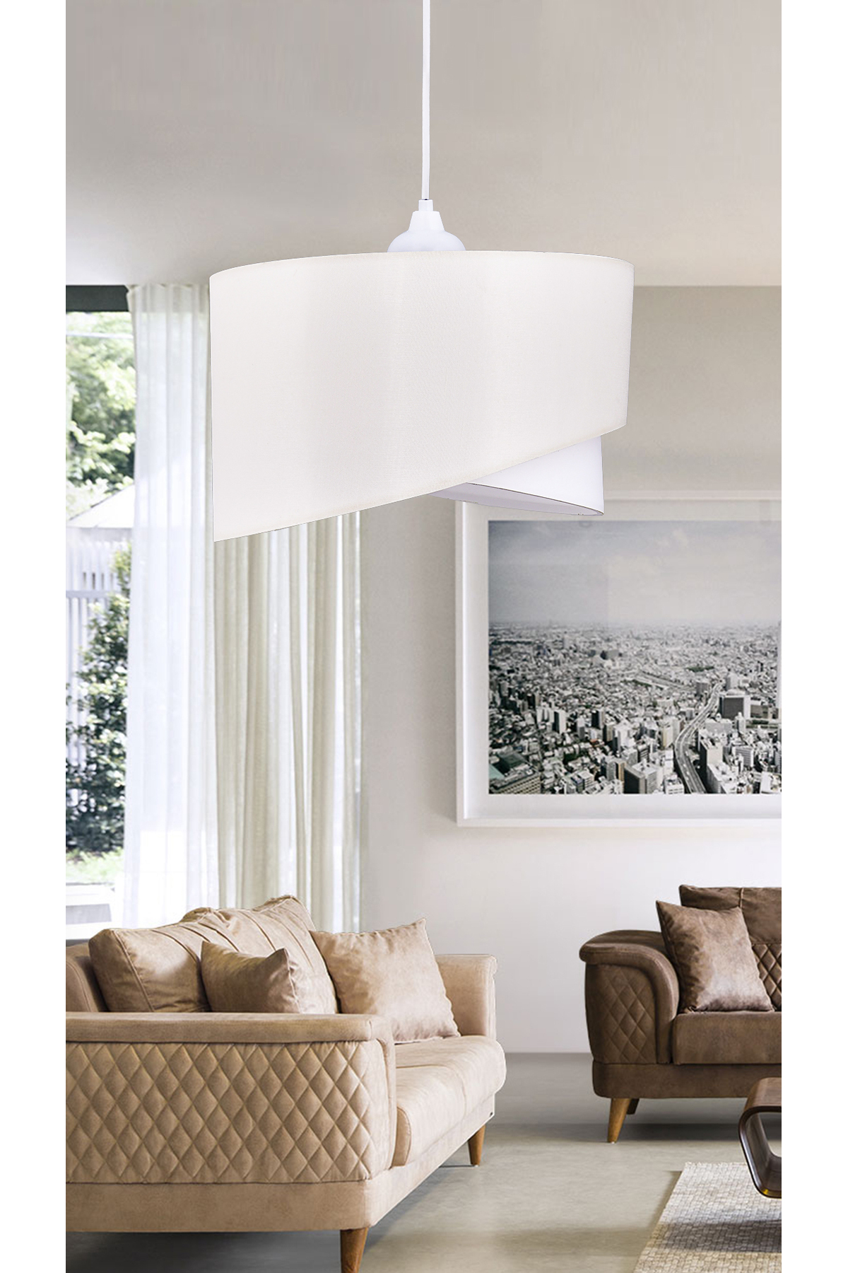 Ellipse 2 Tier Fabric Cake Chandelier Kids Room Bedroom Living Room Kitchen Hall