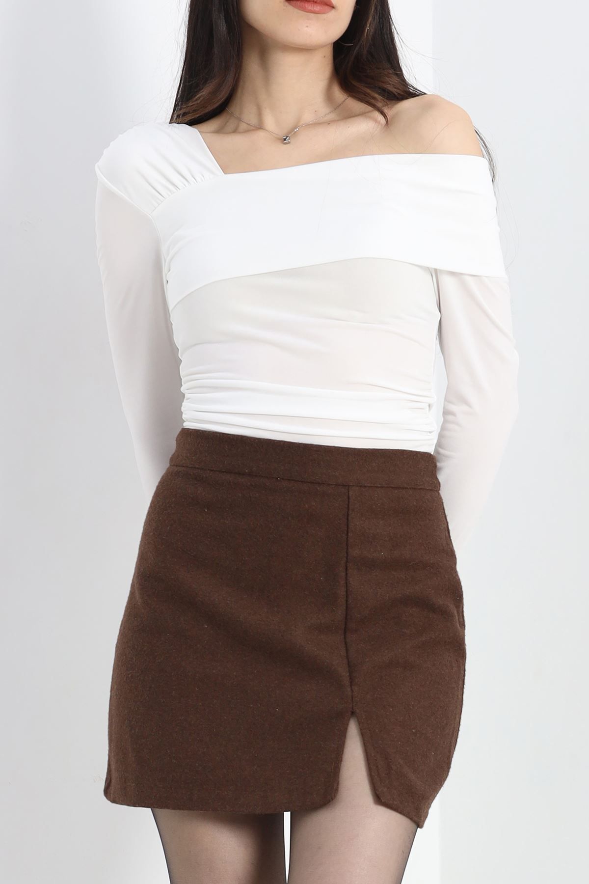 BarseShop-White One Shoulder Sandy Blouse - 20851.1892. 3