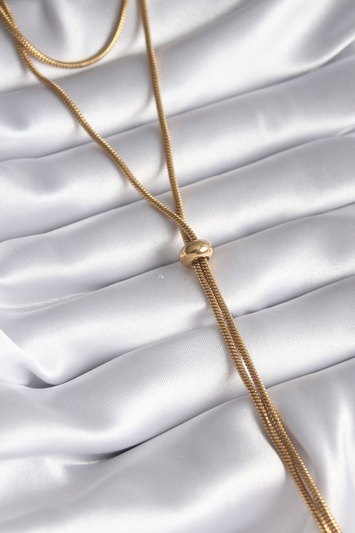 feifei 316L Çelik Gold Renk Tüp Zincir Asansör Model Kadın Kolye - TJ-BKO8286