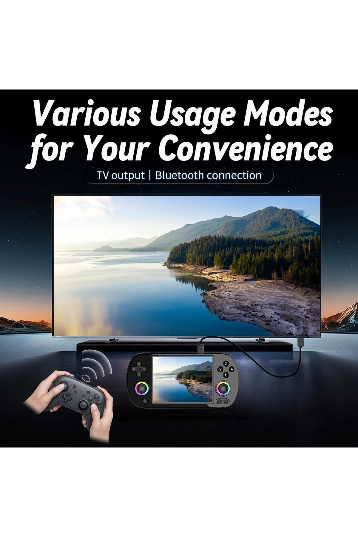 ANBERNIC-RG40XX H Retro Handheld Game Console, 4.0 Inch IPS Screen Built-in 64G TF Card 5488 Games 5