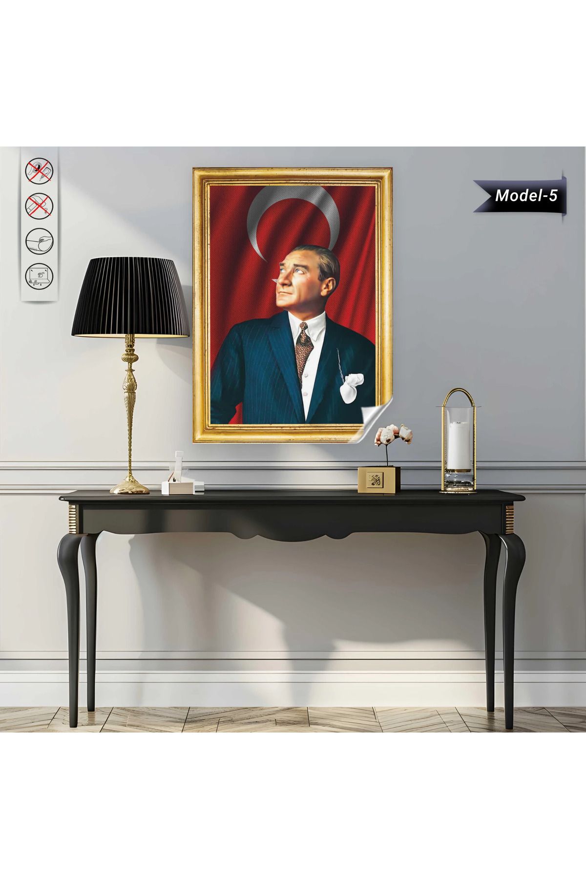 ZERO LAND Statik Tutunma Özellikli Tablo - Poster Atatürk (Model- 5) 70 CM X 100 CM 635117