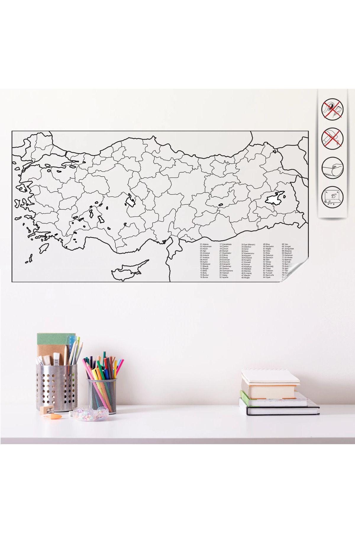 ZERO LAND Statik Kağıt Türkiye Haritası 56 CM X 110 CM