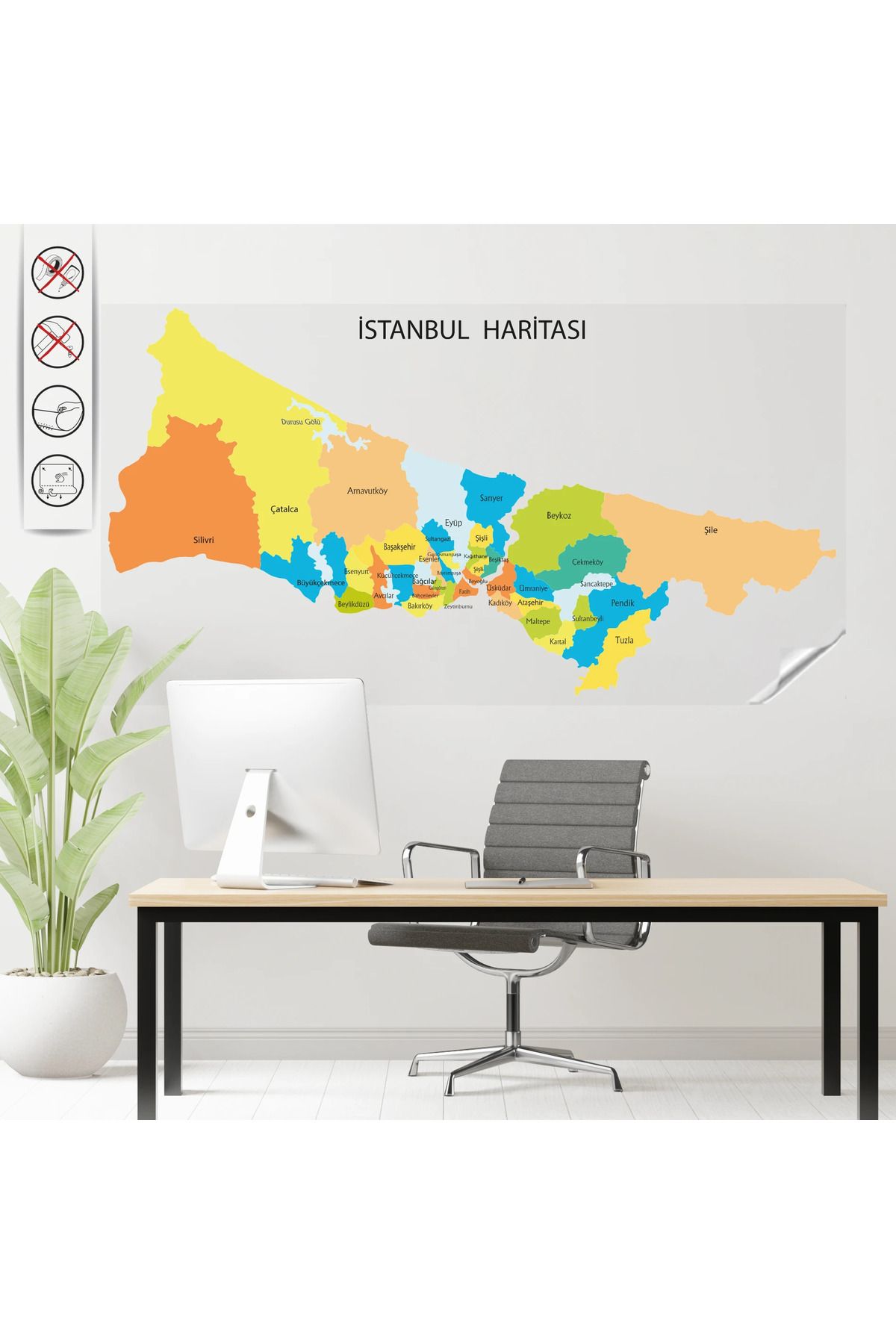 ZERO LAND Statik Kağıt İstanbul Haritası 150 CM X 280 CM 622122