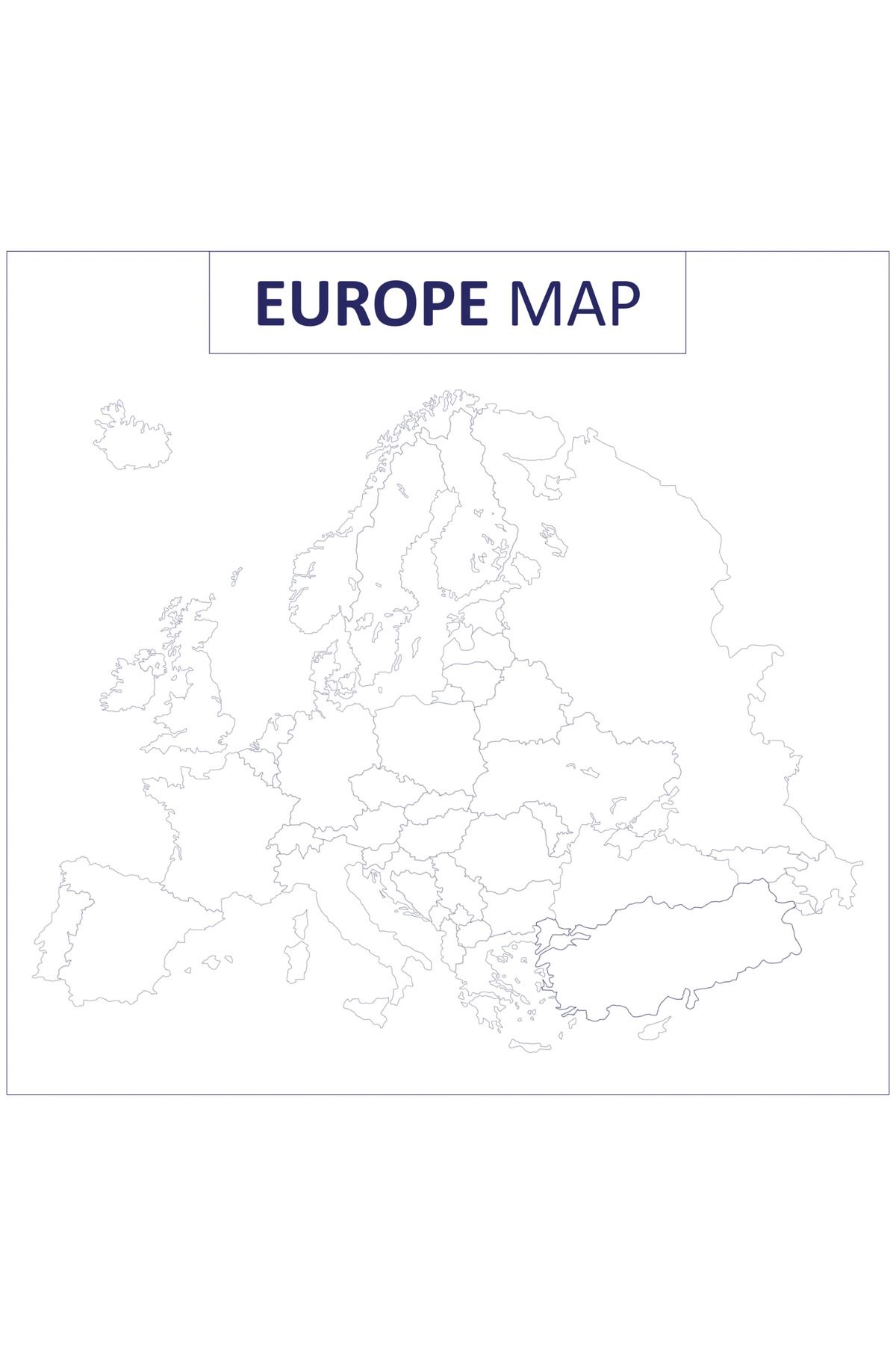 Akıllı Kağıt-Static Paper Colorless Mute Map of Europe 74 cm X 78 cm Wlzor 2