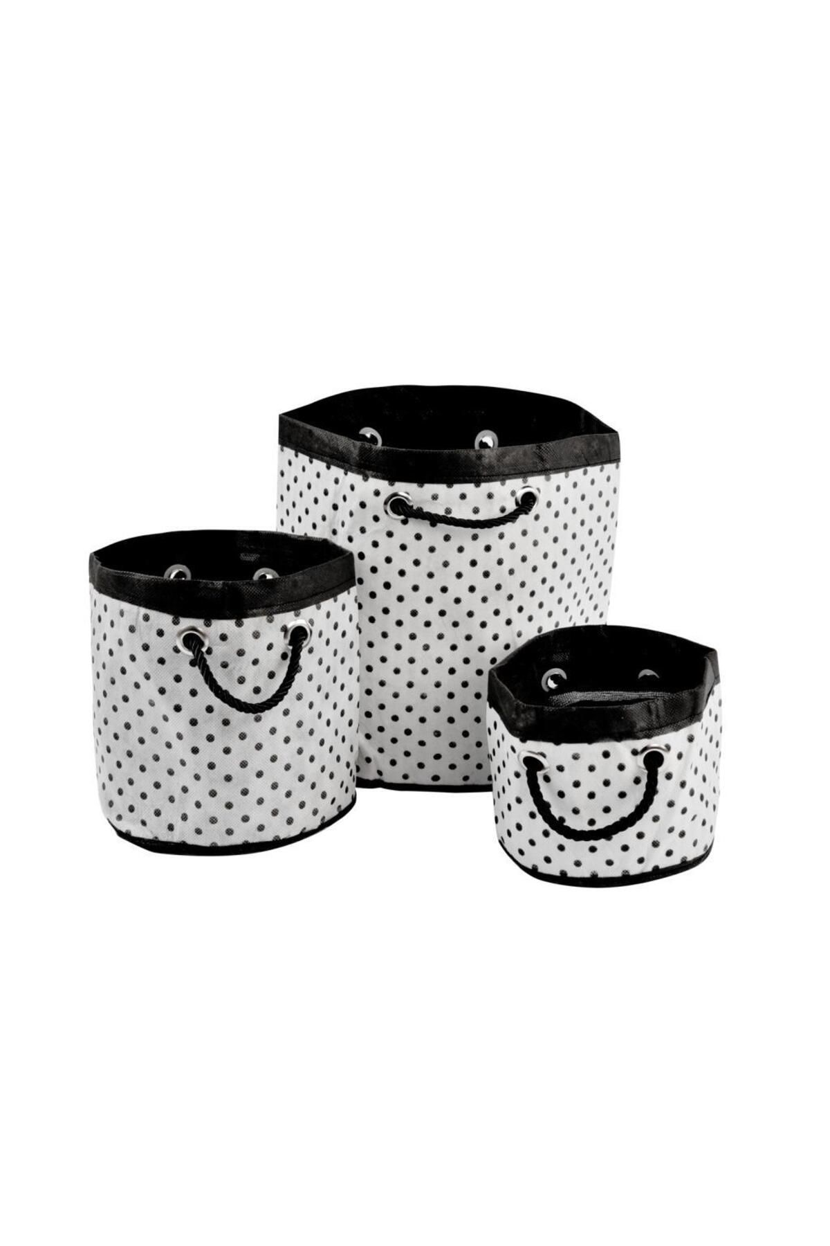 Magic Lady-Polka Dot Patterned 3-Piece Baby Room Organizer - Newborn Basket Box Set with Handles 1