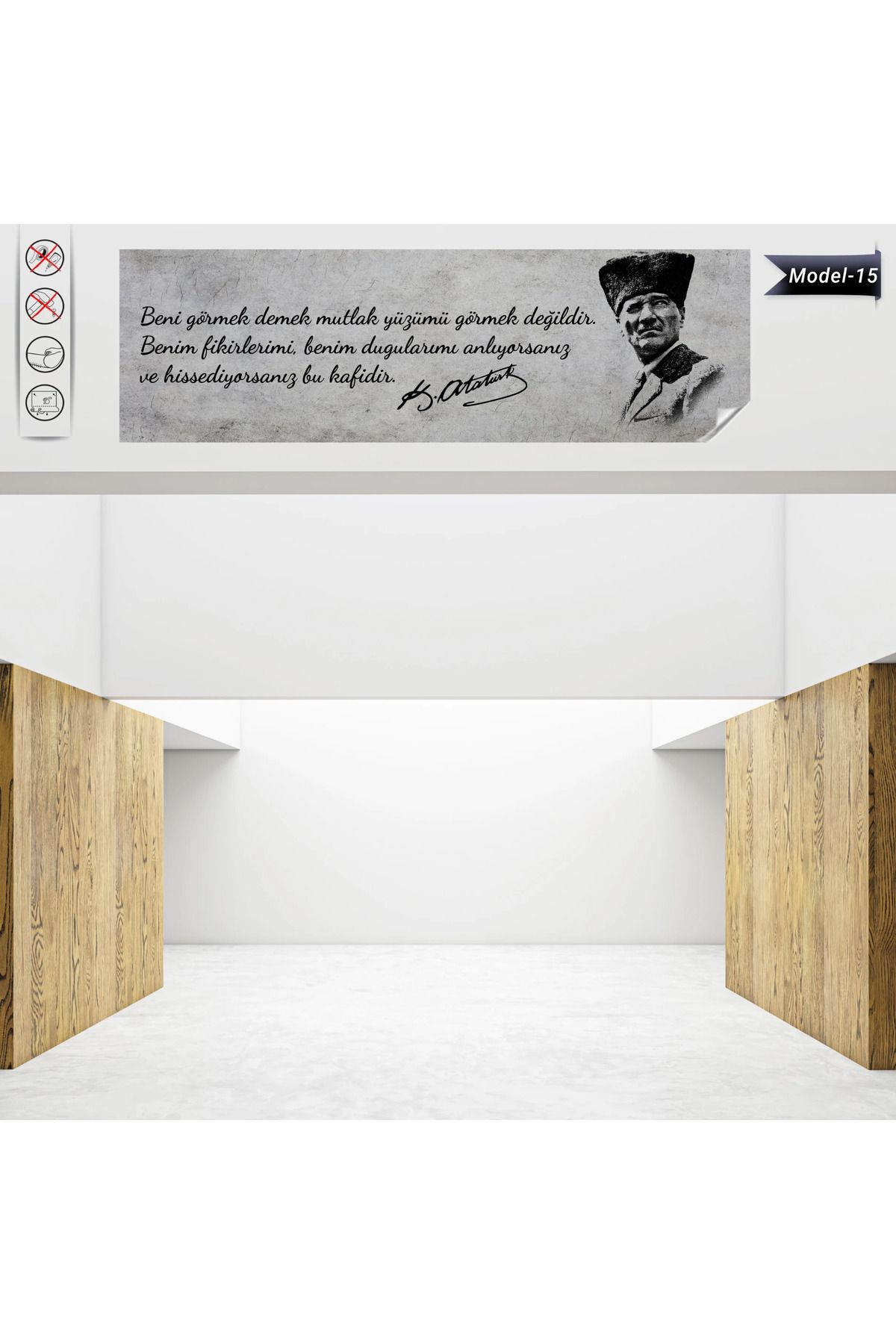 ZERO LAND Statik Tutunma Özellikli Tablo - Poster Atatürk (Model- 15) 30 CM X 100 CM DRSTR