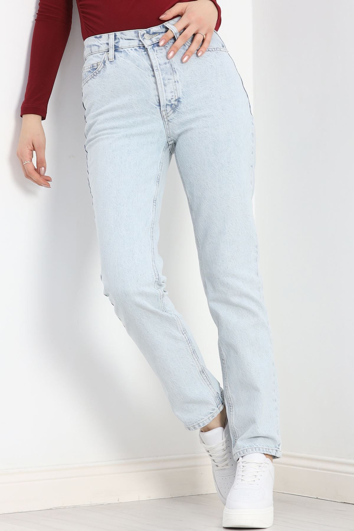 NOBLESTYLE-High Waist Ice Blue Mom Jeans - 20632.1590 5