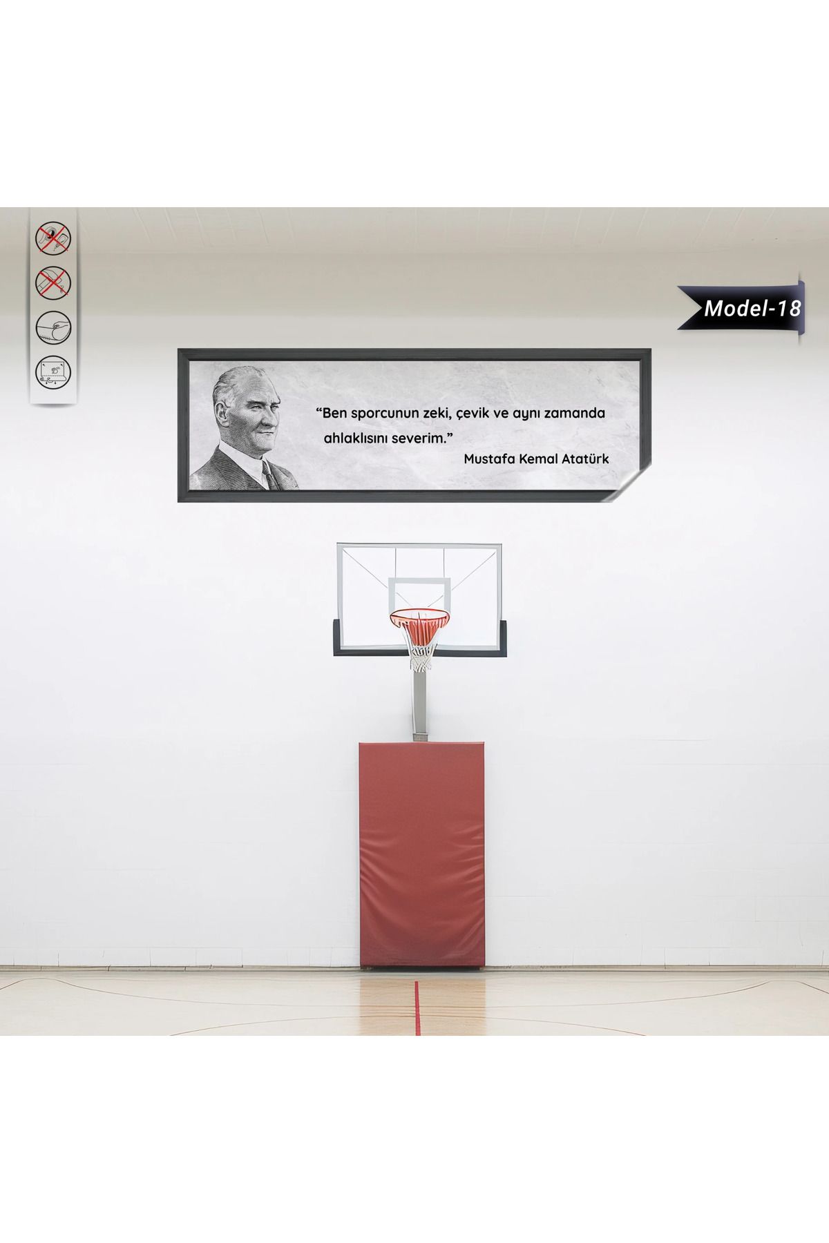 ZERO LAND Statik Tutunma Özellikli Tablo - Poster Atatürk (Model- 18) 30 CM X 100 CM DRSTR