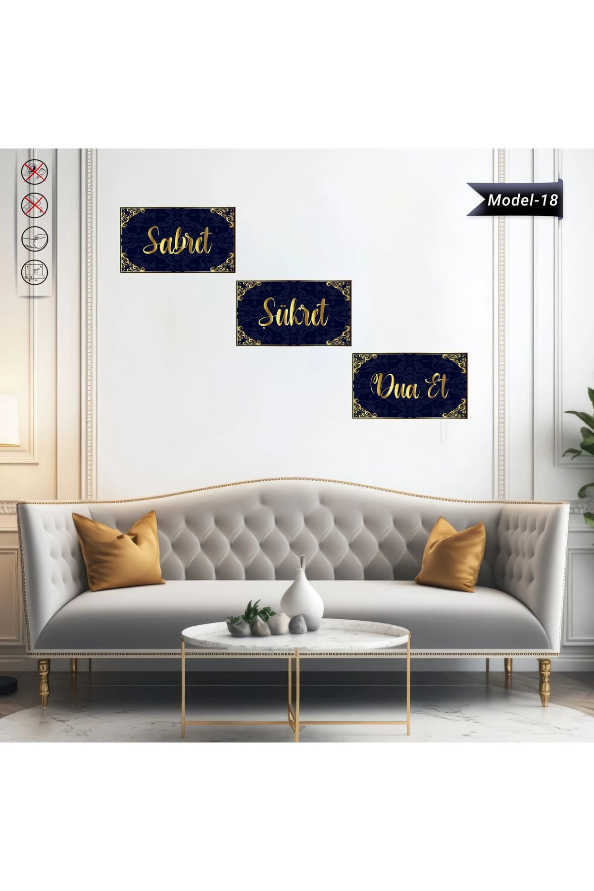ZERO LAND Sabret- Şükret- Dua Et Tablo - Poster Dini (Model- 18) 40 CM X 70 CM Renk Lacivet DRSTR
