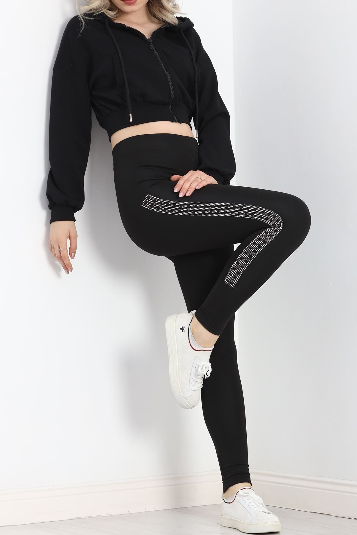 Lukas-Black Stone Detailed Raised Leggings - 20246.1098 4