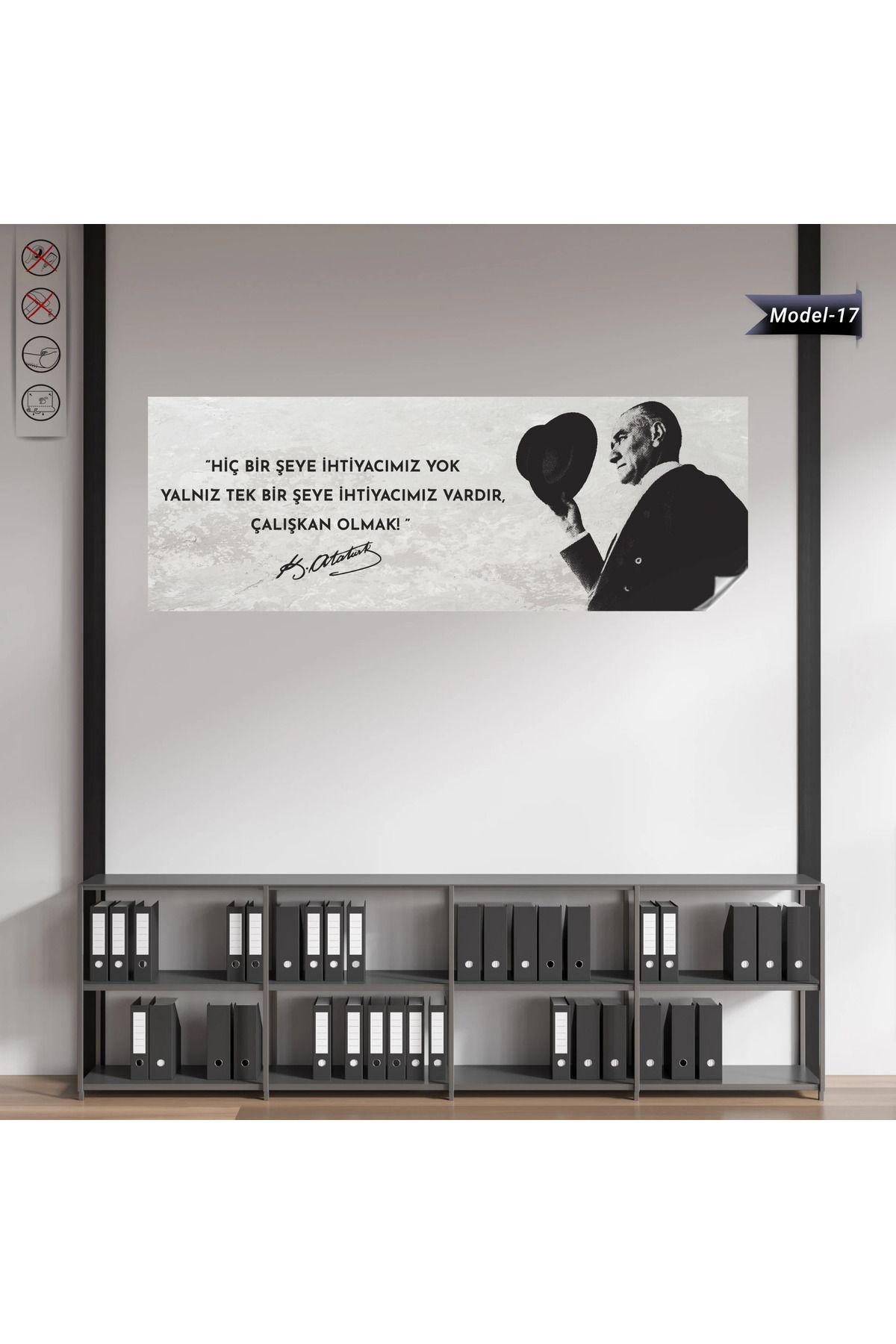 ZERO LAND Statik Tutunma Özellikli Tablo - Poster Atatürk (Model- 17) 35 CM X 100 CM DRSTR