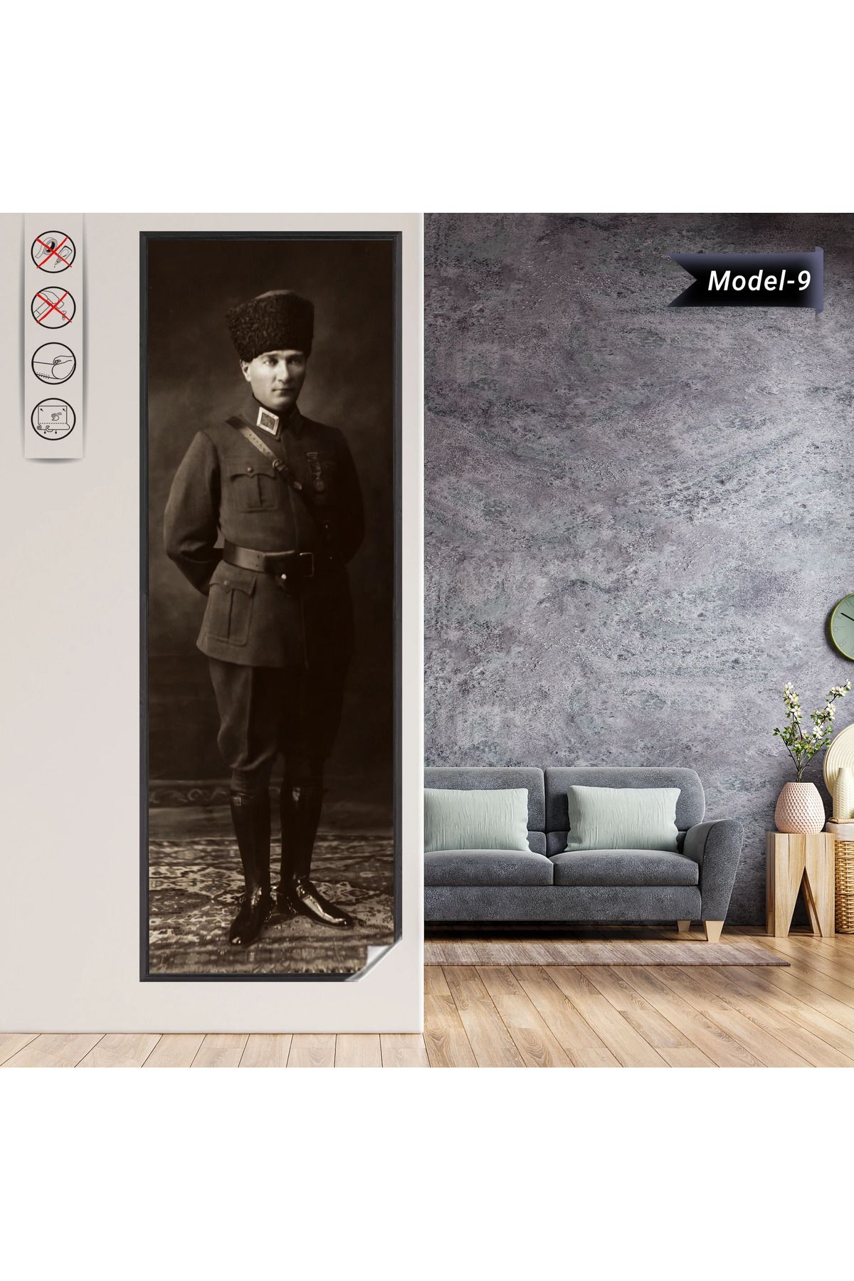 ZERO LAND Statik Tutunma Özellikli Tablo - Poster Atatürk (Model- 9) 70 CM X 200 CM 635117