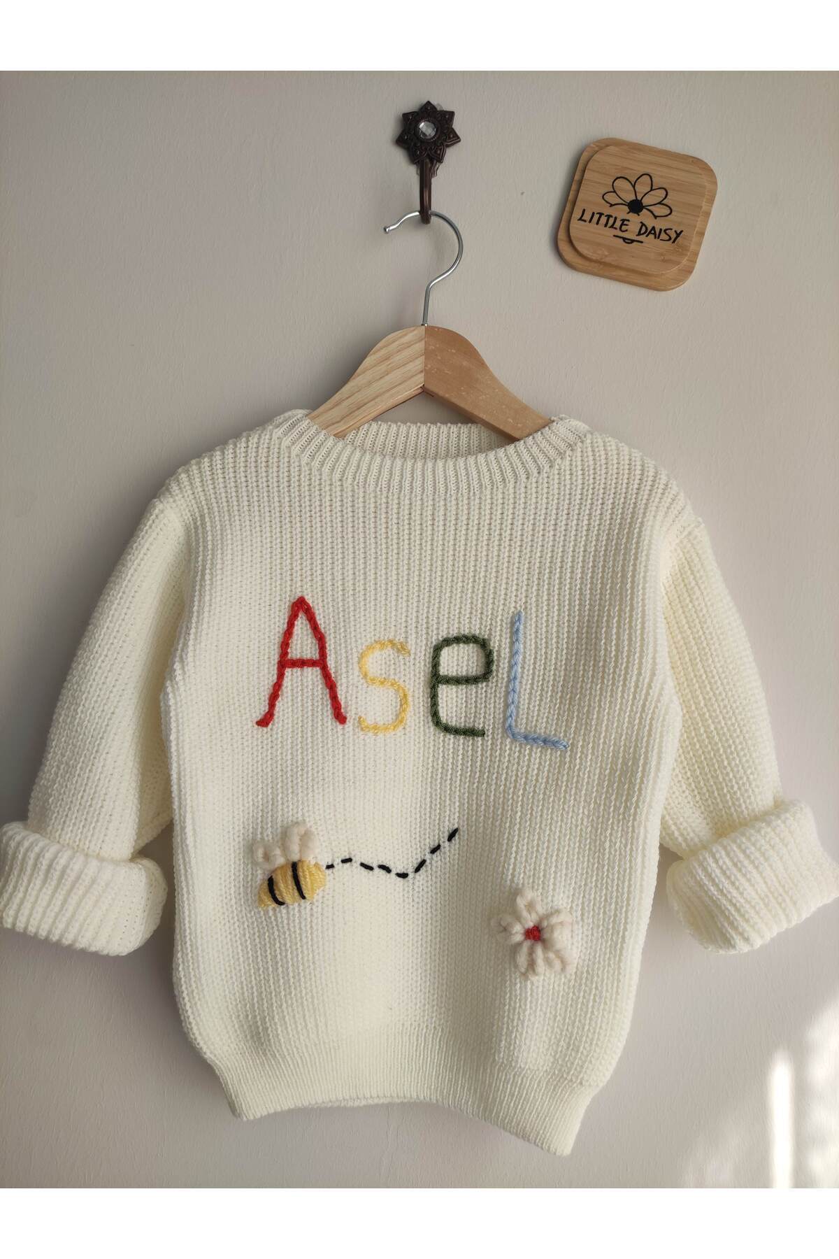 Genel Markalar Triko Kazak Oversize Unisex Bebek Çocuk İsim Yazılı İşlemeli Bebek Çocuk Kazak fotoğrafı 3 (önizleme)