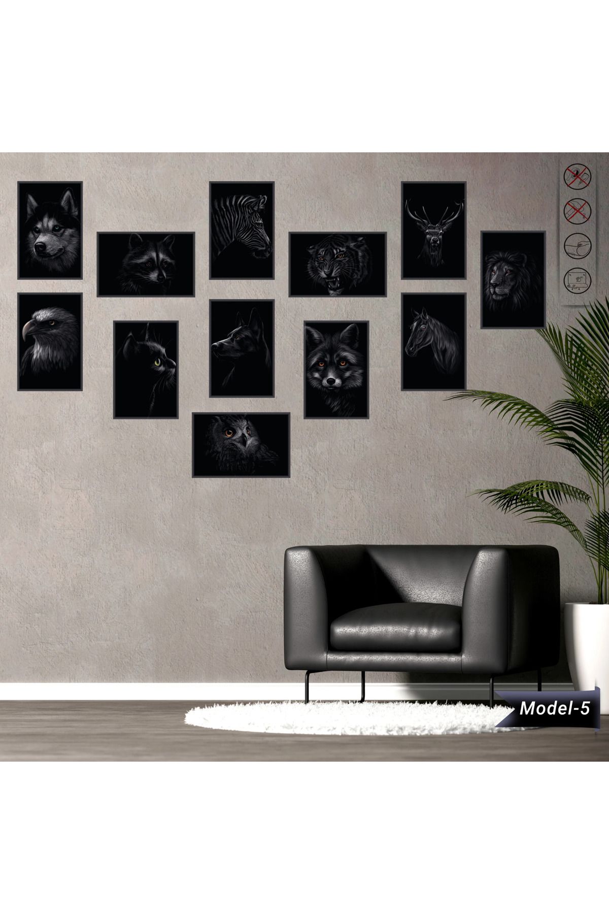ZERO LAND Statik Tutunma Özellikli Tablo - Poster Hayvan (Model- 5) 20 CM X 30 CM DRSTR