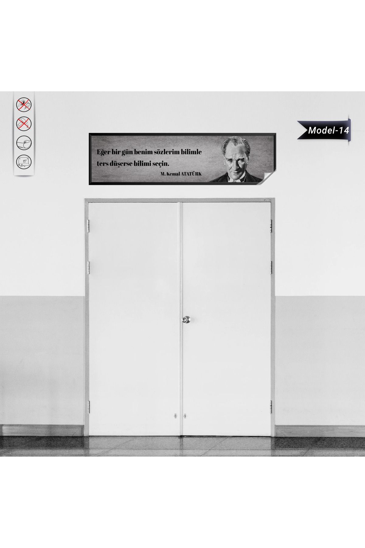 ZERO LAND Statik Tutunma Özellikli Tablo - Poster Atatürk (Model- 14) 25 CM X 100 CM DRSTR