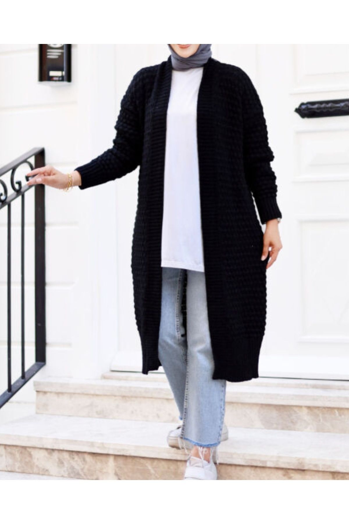 Vaniza-Patterned Knitwear Long Cardigan 3