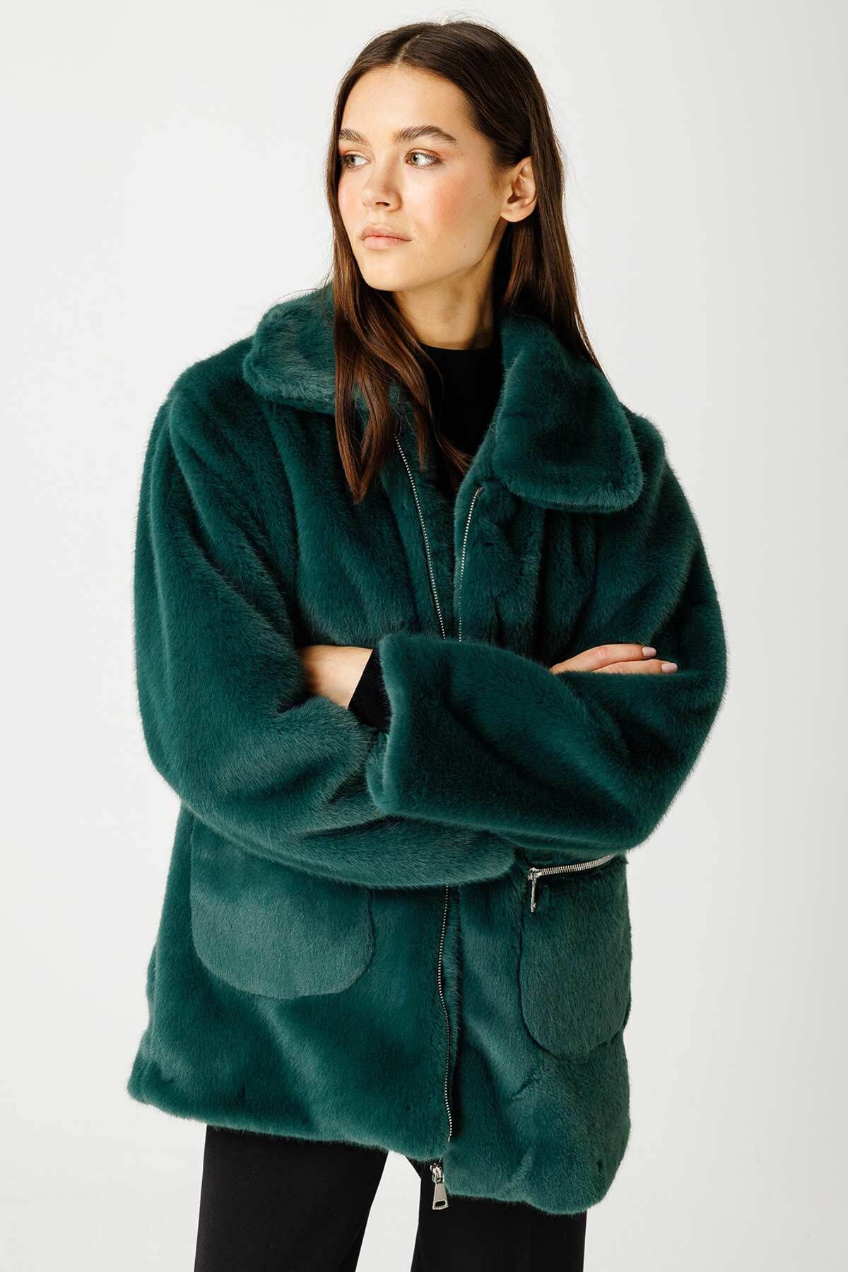 Hooopstore-Plush Green Coat 5