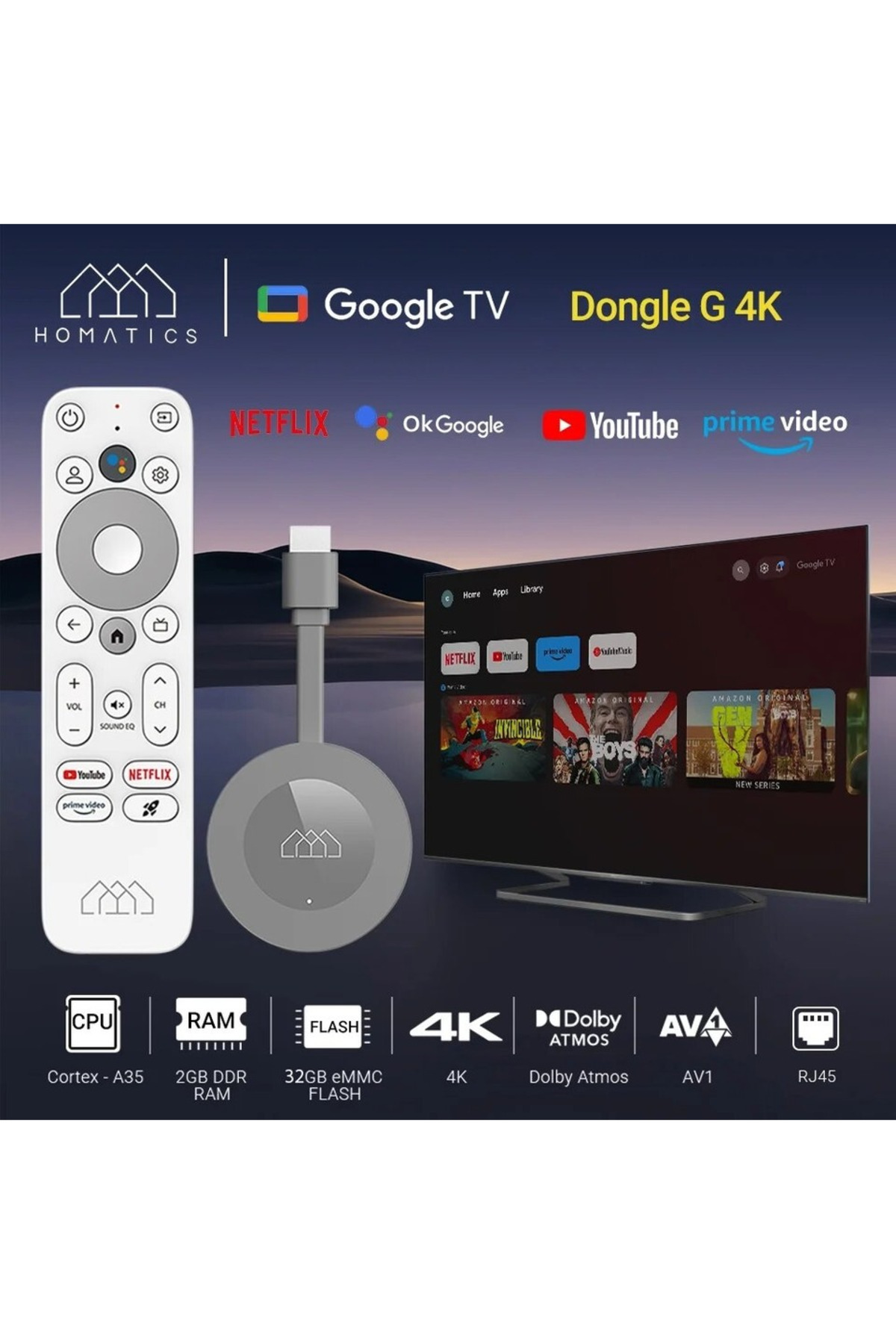 Homatics Dongle G 4k Lisanslı Android 14 - 2 Gb Ram 32gb Stick