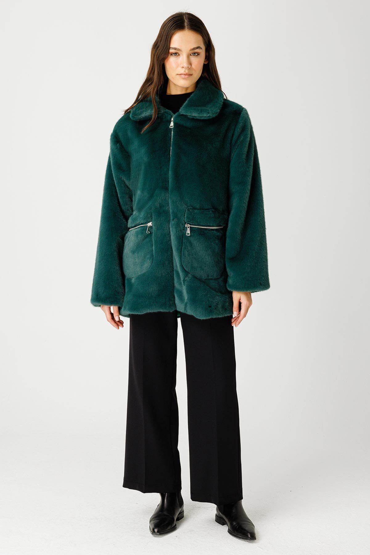 Hooopstore-Plush Green Coat 4