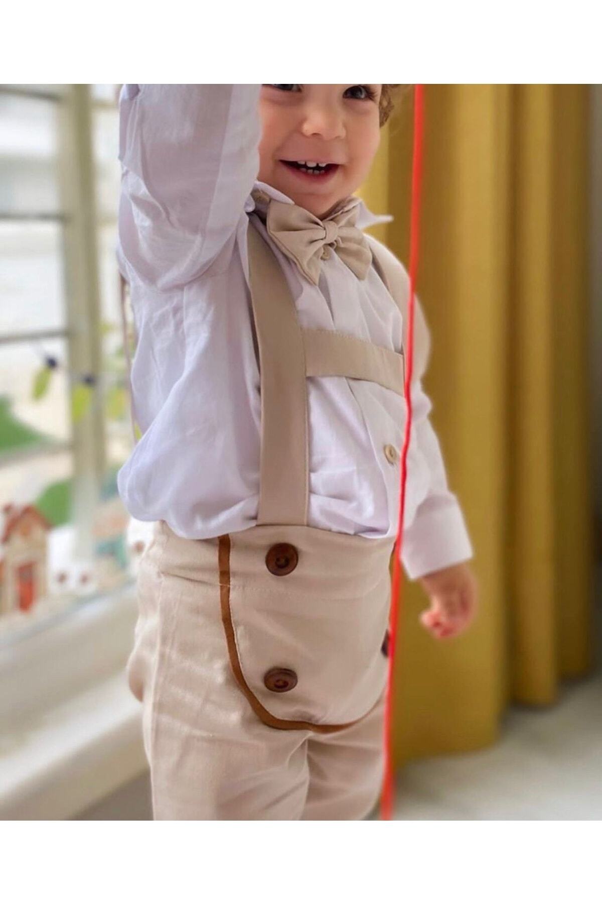 favorimkids Krem Salopet Gömlek Papyon fotoğrafı 3 (önizleme)