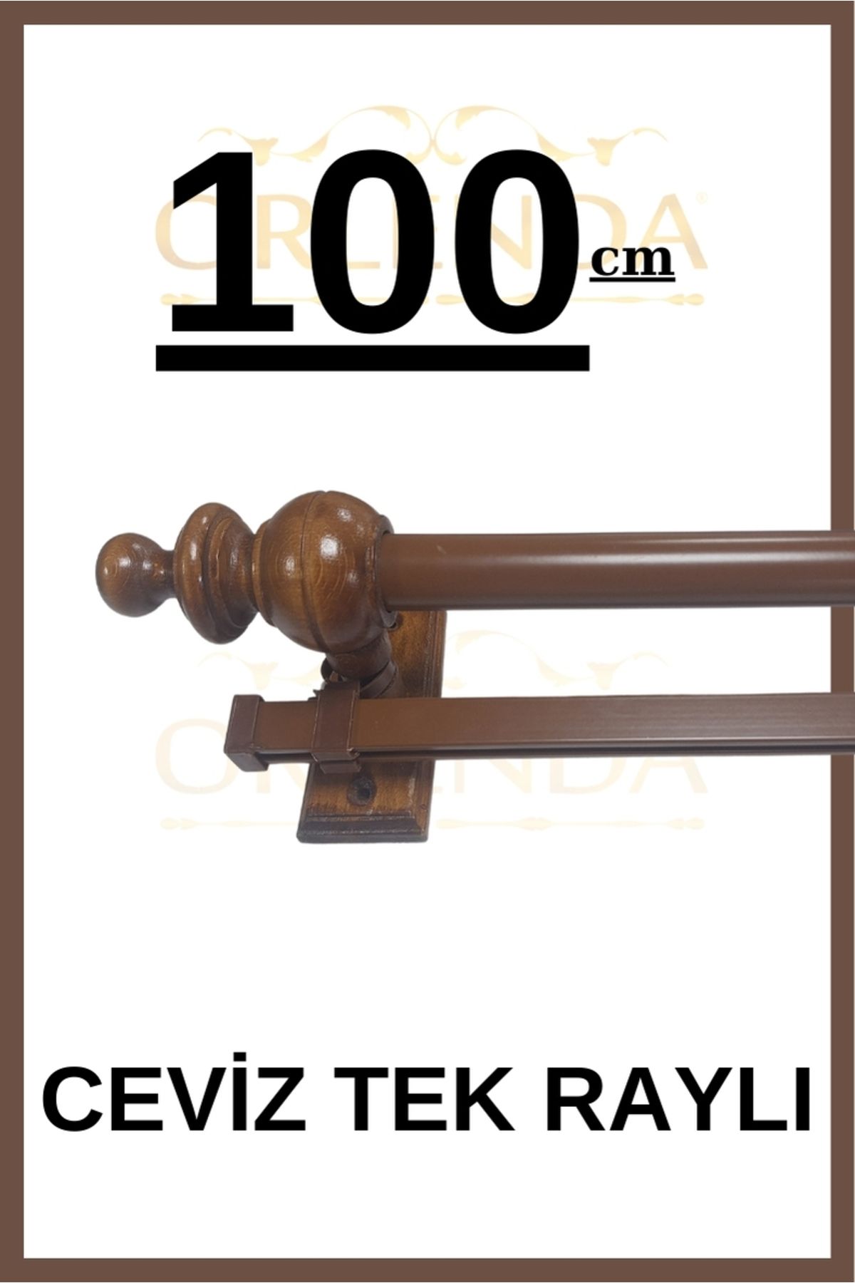 Orlenda-Walnut Single Rail Rustic Curtain Strap 100cm 1