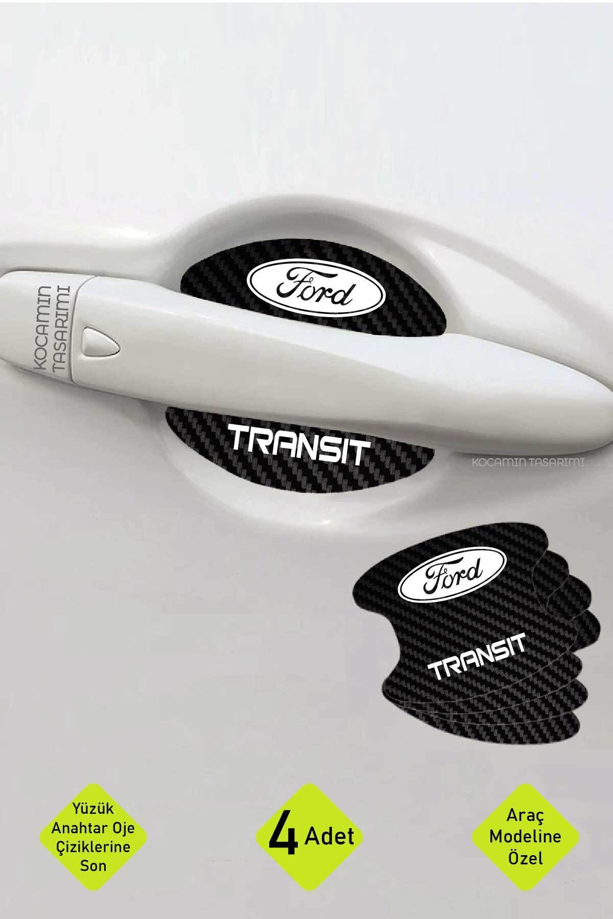 Kocamın Tasarımı Karbon Kaplama Ford Transit Kapı Çukuru Çizik Önleyici Şık Folyo Koruma Seti Transit Yazılı
