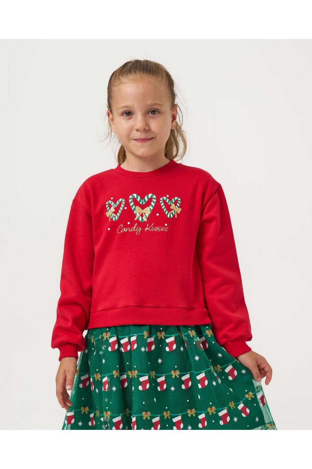 Magu-New Year's Christmas Print Cotton Dress Girls 3